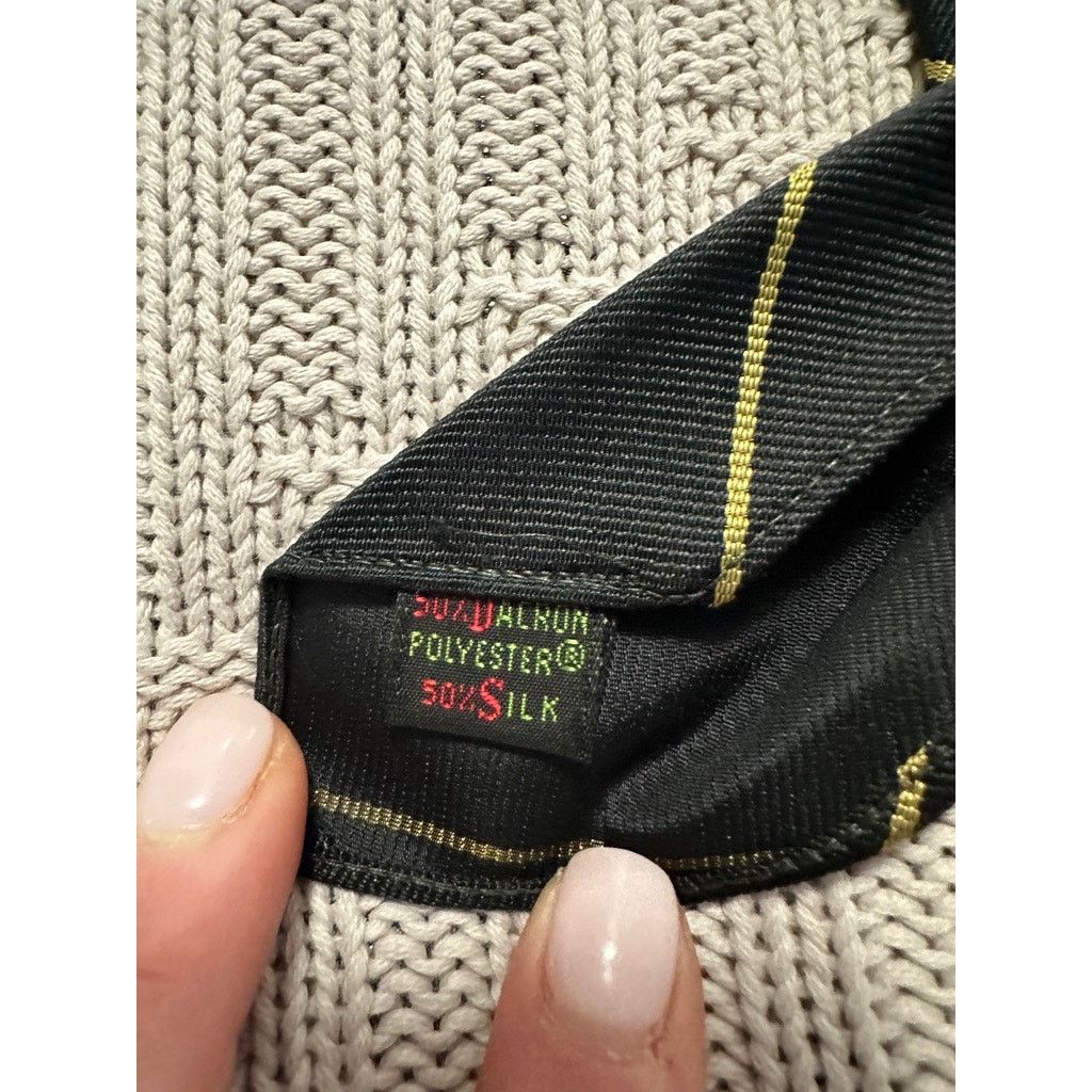 Vintage Vintage Ohrbach's black gold stripe silk skinny tie Size ONE SIZE - 3 Thumbnail