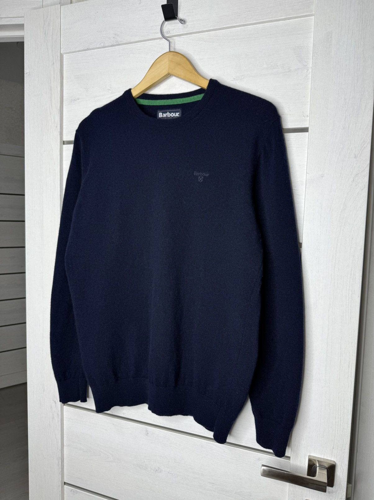 Barbour 100% Lambswool Navy Blue Crewneck Sweater Size M