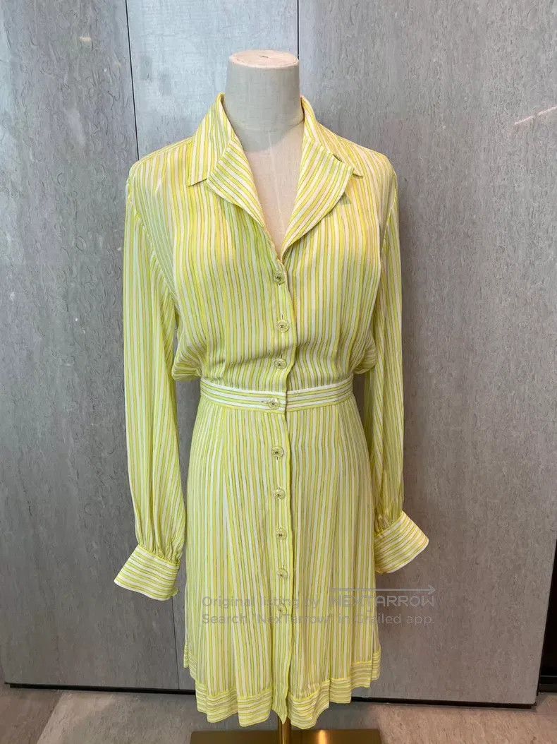Chanel Chanel Lemon yellow striped dress Size XXS / US 00 / IT 34 - 3 Thumbnail