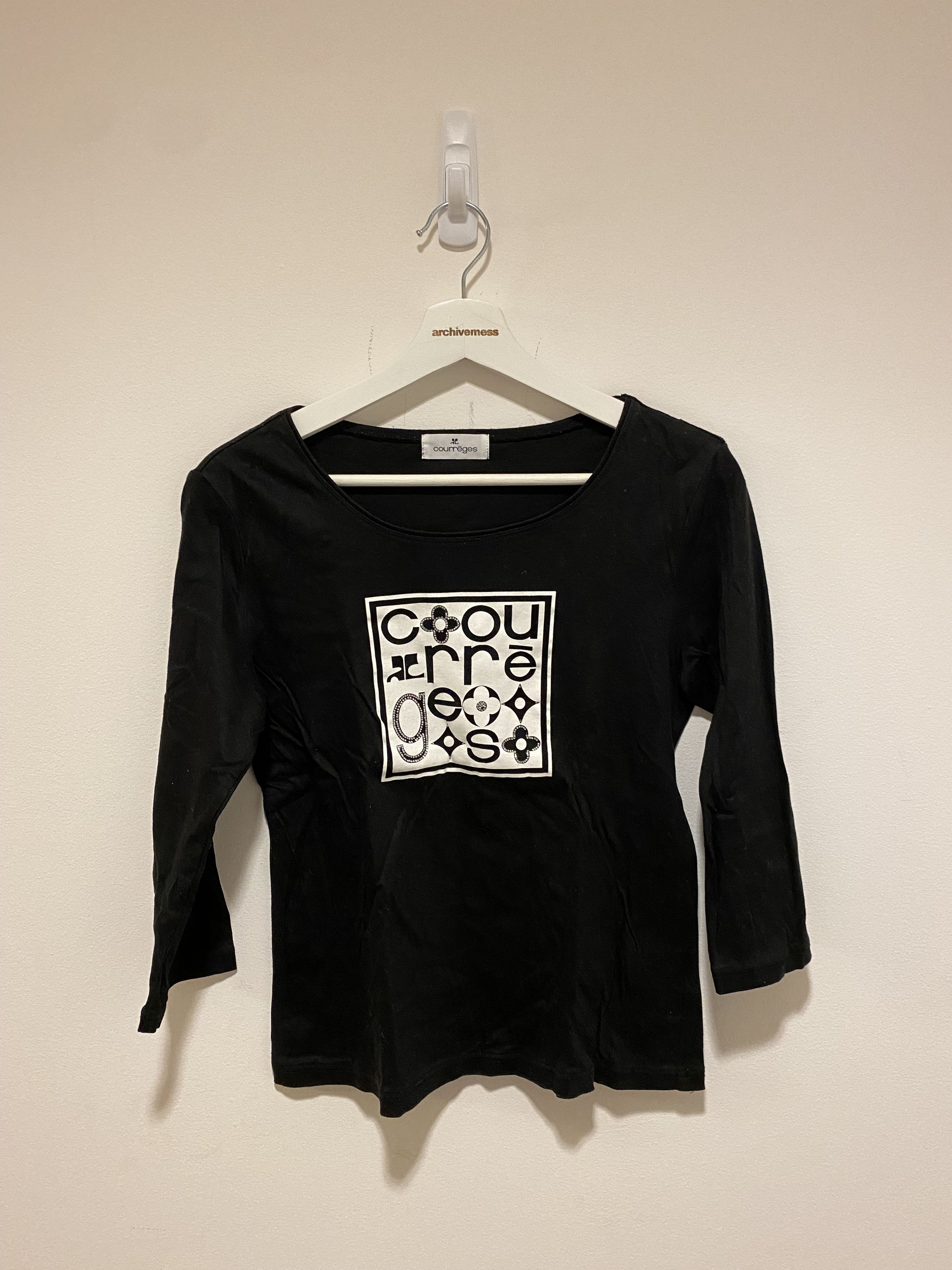 image of Courreges Black Logo Long Sleeve, Women's (Size Small)