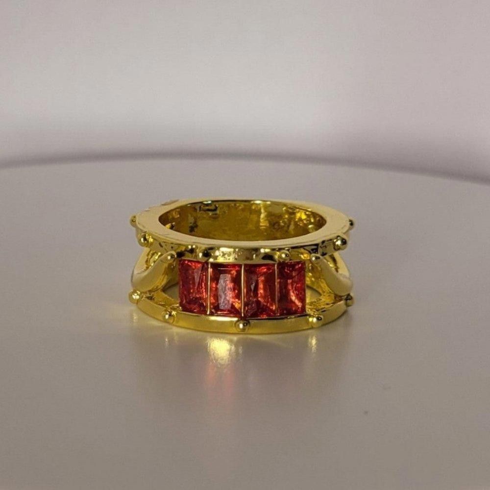 Designer Modern 2.0 Carat Ruby Red Gold Channel Cluster Ring - Size 7 Size ONE SIZE - 2 Thumbnail