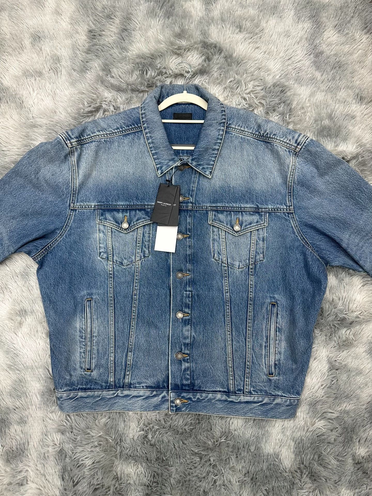 Saint Laurent Paris Saint Laurent Washed Blue Denim Jacket Size US M / EU 48-50 / 2 - 1 Thumbnail
