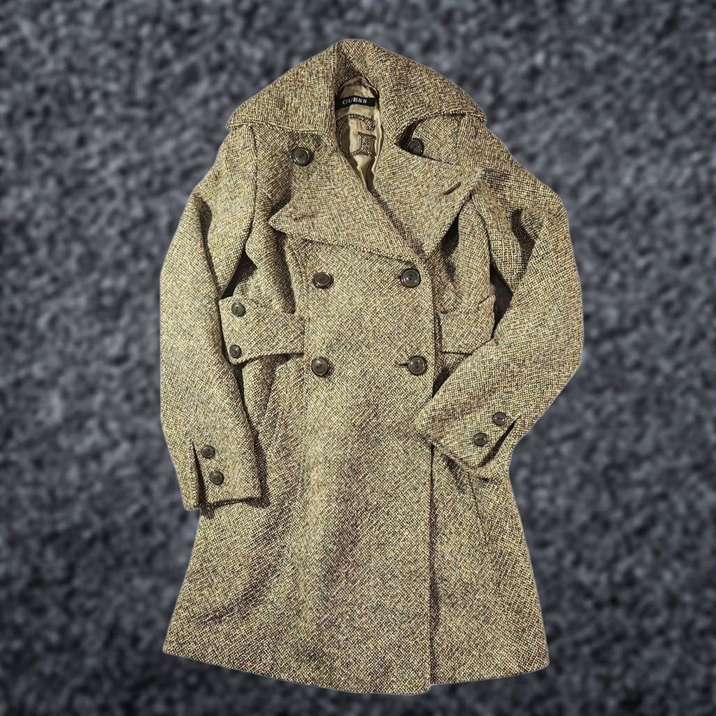 Guess Guess Pea Coat Womens Small Green Wool Blend Double Breasted Tweed Mid-Length Jacket/Coat Size S / US 4 / IT 40 - 1 Thumbnail