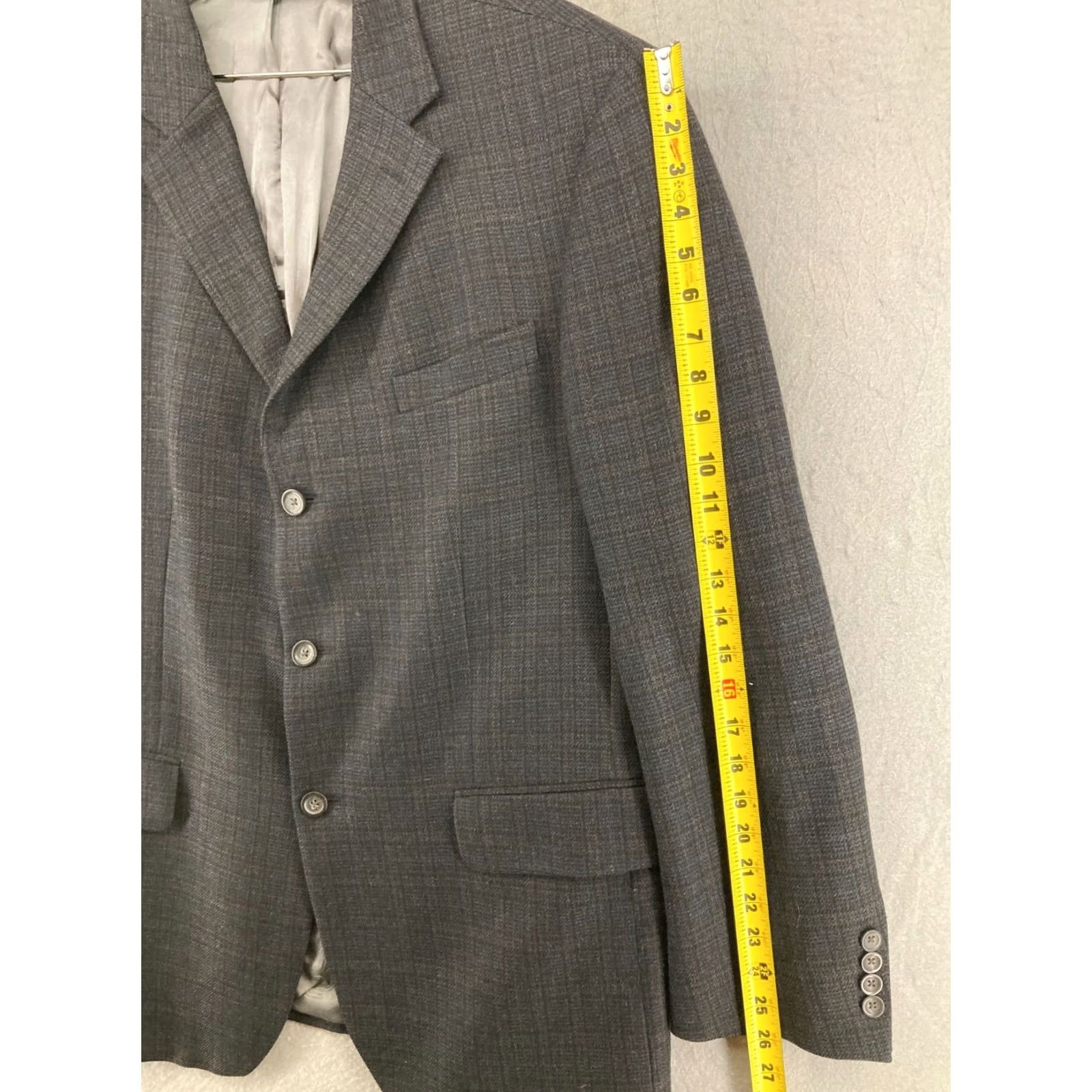 Oscar De La Renta Oscar de la Renta Suit Jacket Mens 44R Wool Plaid Blazer Size 44R - 4 Thumbnail