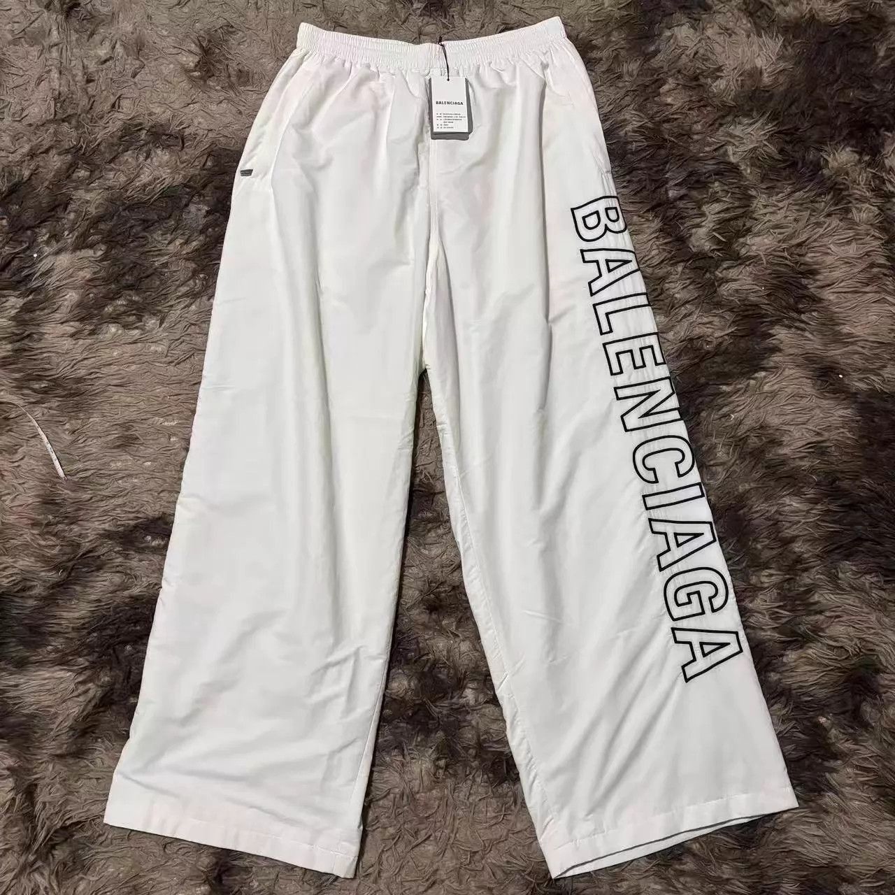 Balenciaga White Casual Pants with Side Brand Lettering Size US 36 / EU 52 - 1 Thumbnail