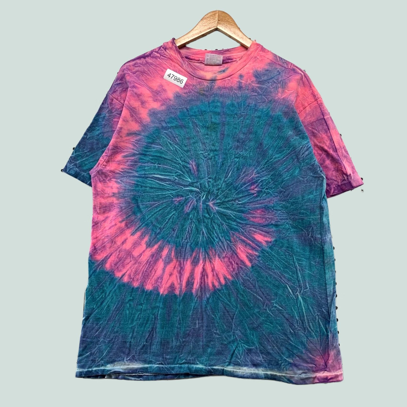 Hanes VINTAGE Hanes Shirt Mens XL Pink Blue Tie Dye Hippie 80s Swirl Made USA Size US XL / EU 56 / 4 - 1 Thumbnail
