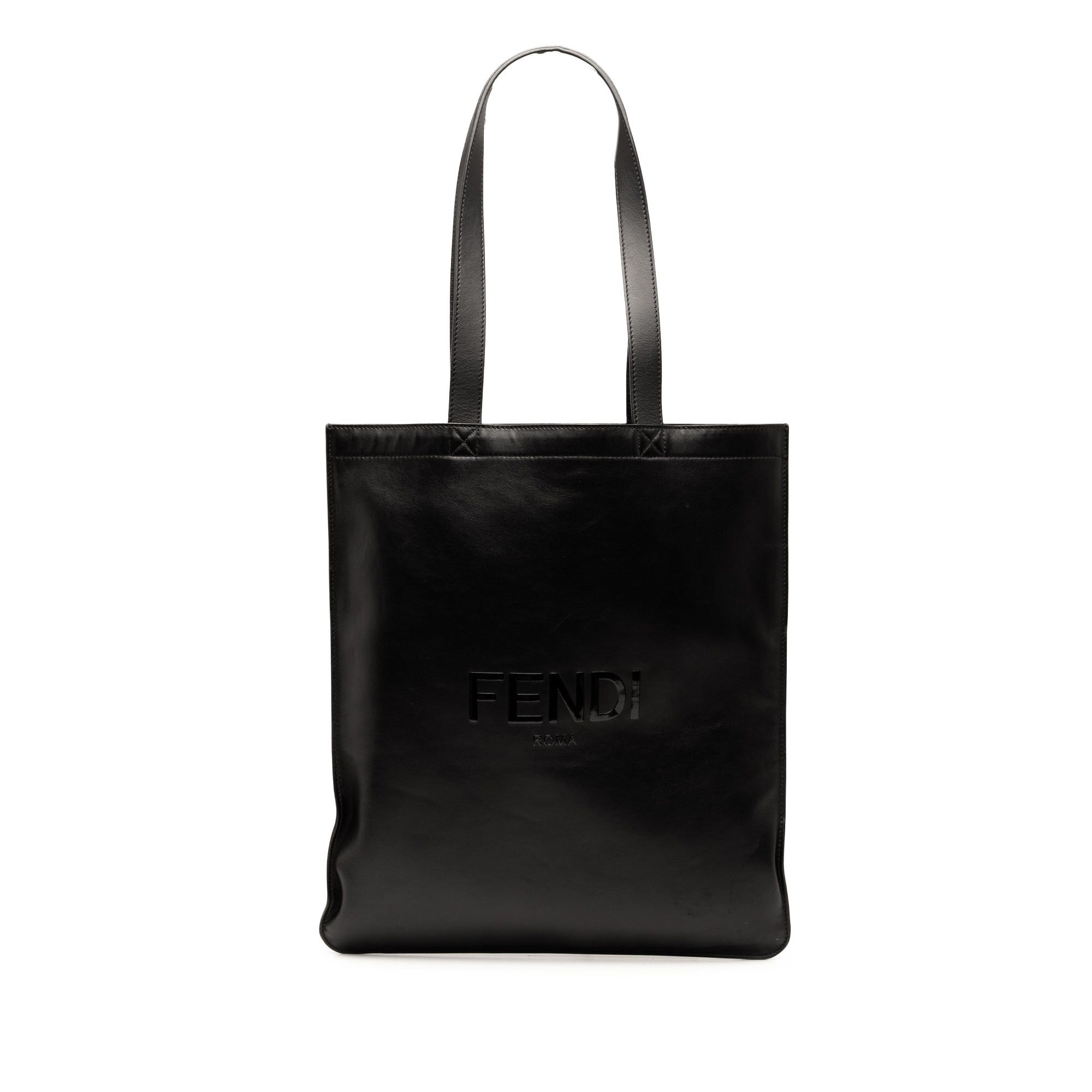 Embossed Leather Logo Shopper Tote