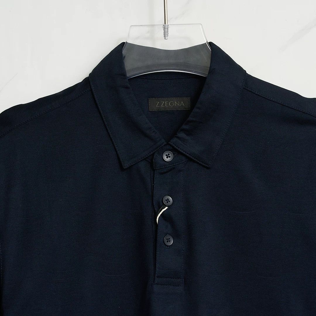 Ermenegildo Zegna ZEGNA Men's Navy Jacquard Polo Shirt Size US M / EU 48-50 / 2 - 2 Thumbnail
