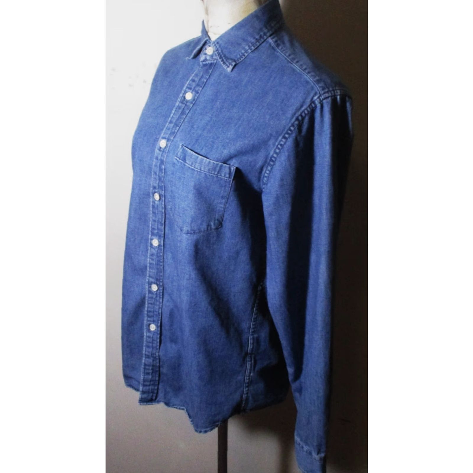 J.Crew J.CREW Mercantile Blue Long Sleeve Denim Shirt Women's S Casual Shirt Denim 100% Cotton Regular Fit Pockets Button Front Size S / US 4 / IT 40 - 4 Thumbnail