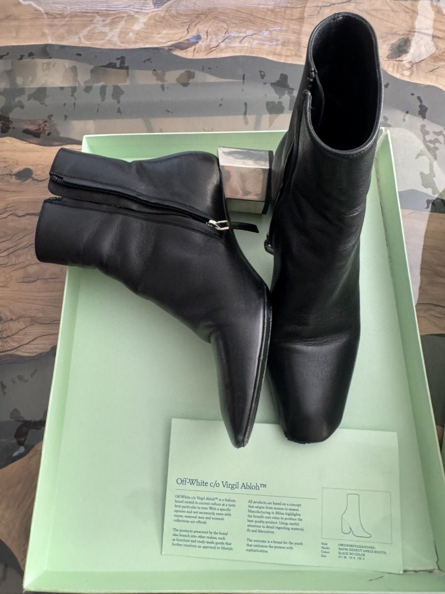Off-White Off-White Napa Hexnut Ankle Bootie Black Italian Leather Size US 8 / IT 38 - 2 Thumbnail