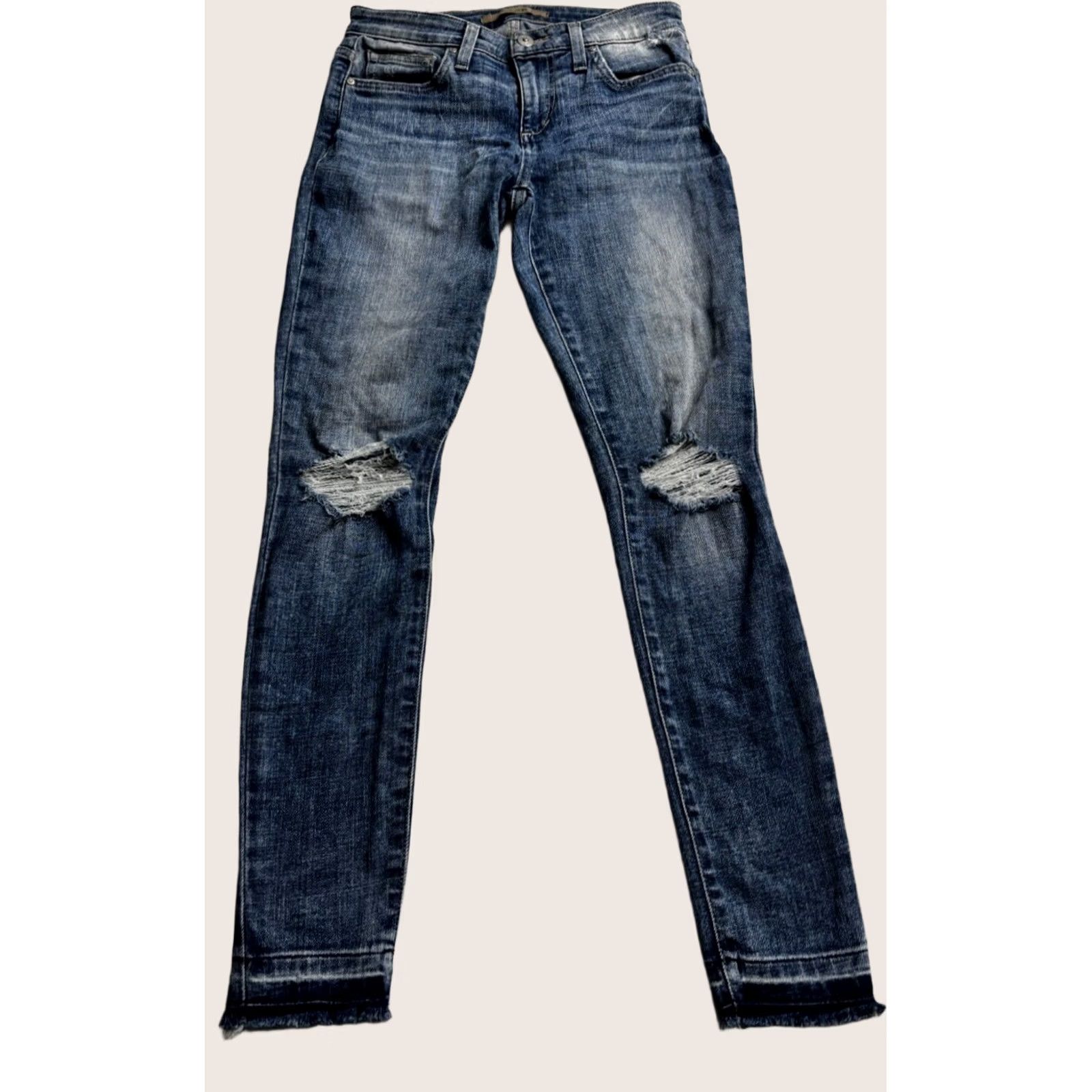 Vintage Joes Jeans Skinny Ankle Blue Denim Distressed Raw Hem Stretch Womens 26 (28x28) Size 26" / US 2 / IT 38 - 1 Thumbnail