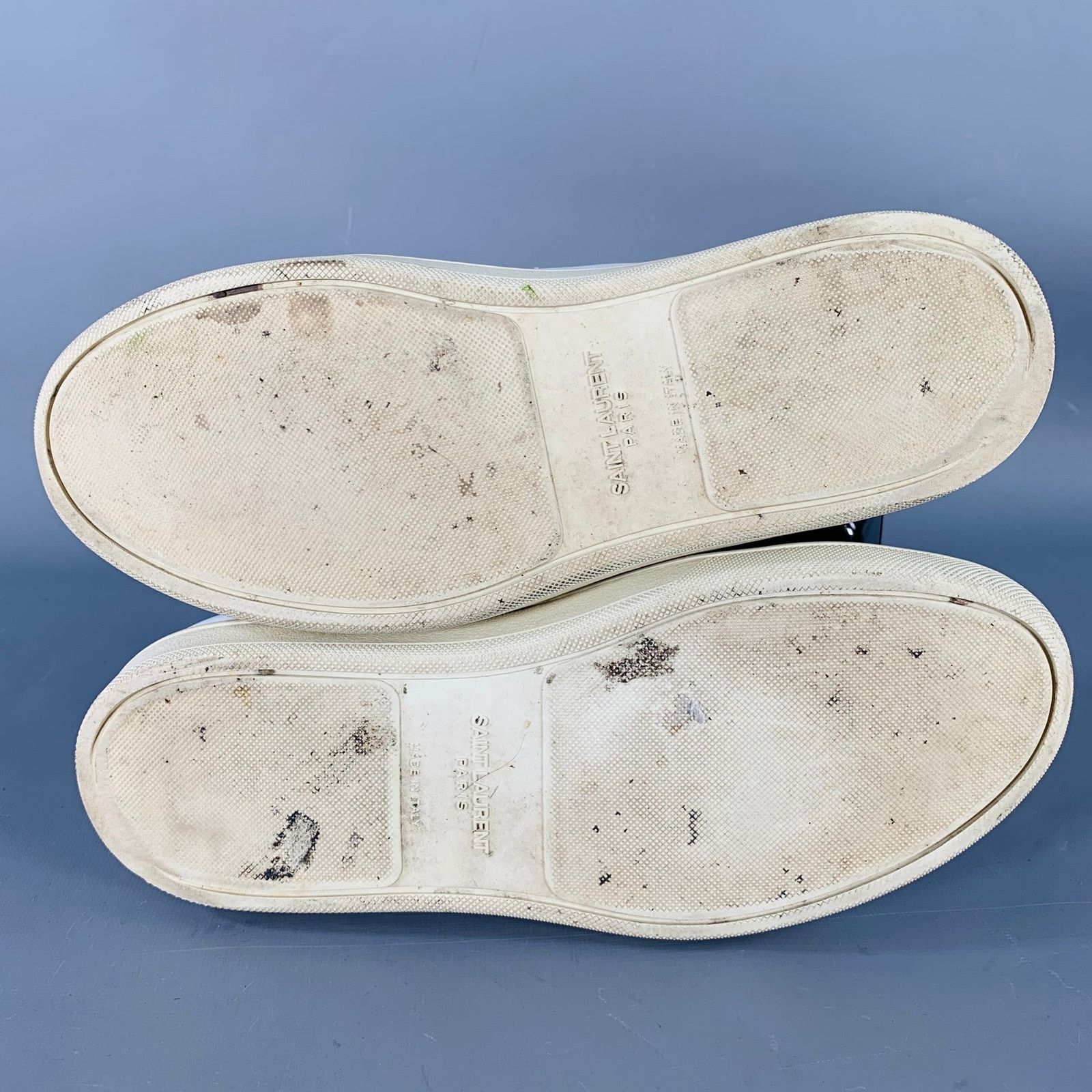 Saint Laurent Paris Size 7 White Silver Leather Studded Low Top Sneakers Size US 7 / IT 37 - 6 Thumbnail