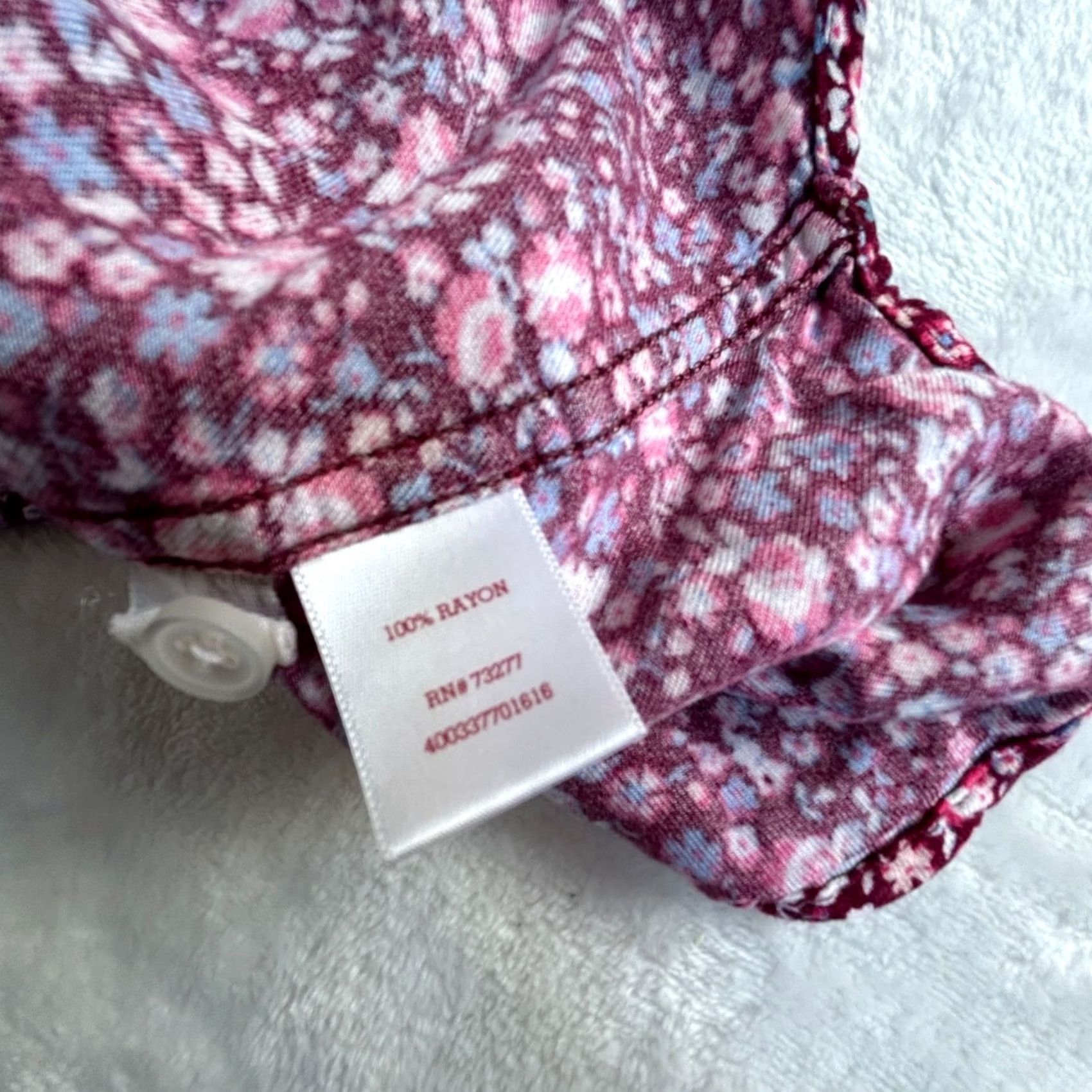 Vintage SO Womens Floral Button-Up Shirt XL Red Rayon Casual Size XL / US 12-14 / IT 48-50 - 4 Thumbnail