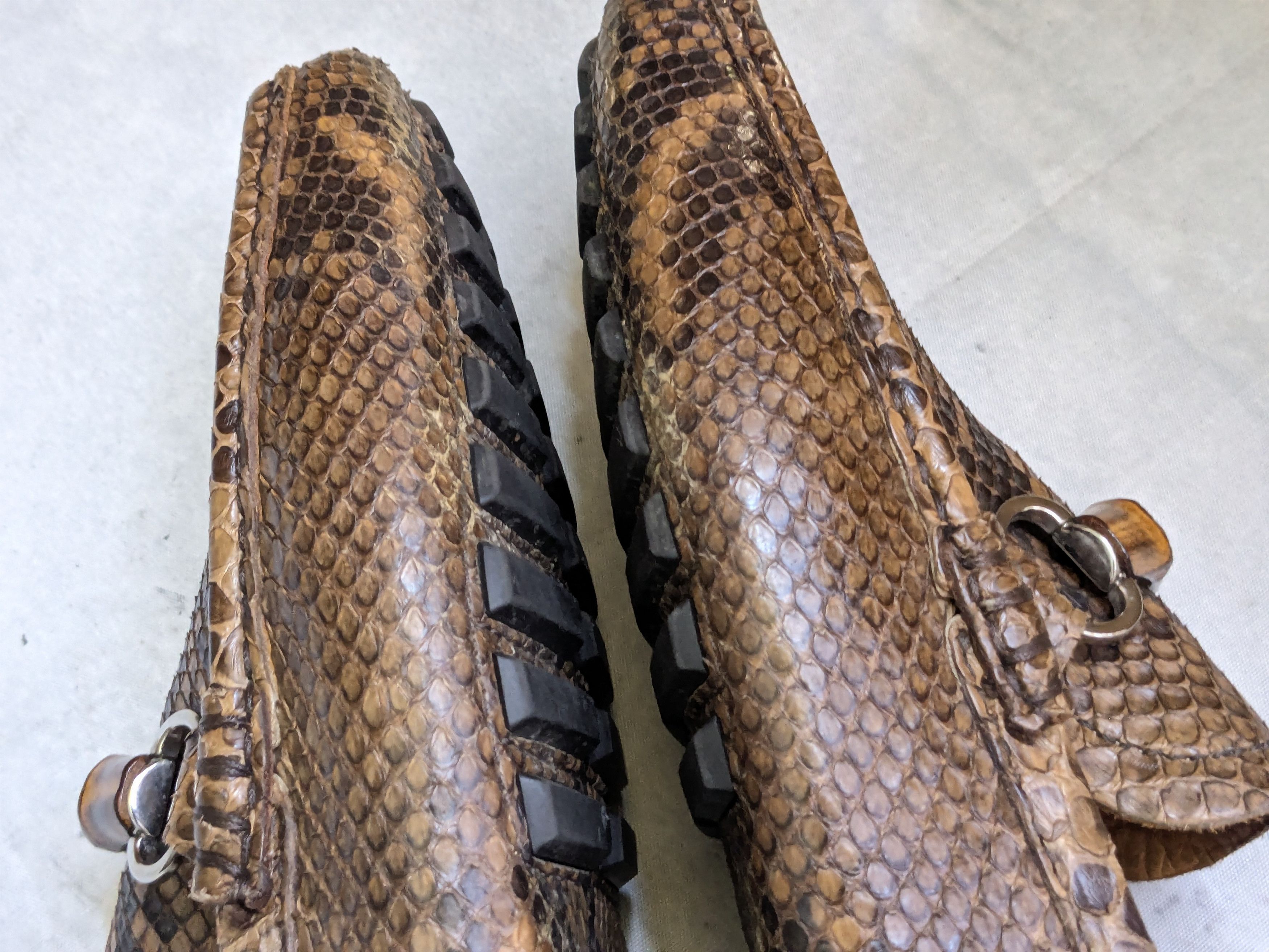 Gucci Gucci Horsebit Loafers Python Snakeskin 10.5 Leather Brown Size US 10.5 / EU 43-44 - 7 Thumbnail