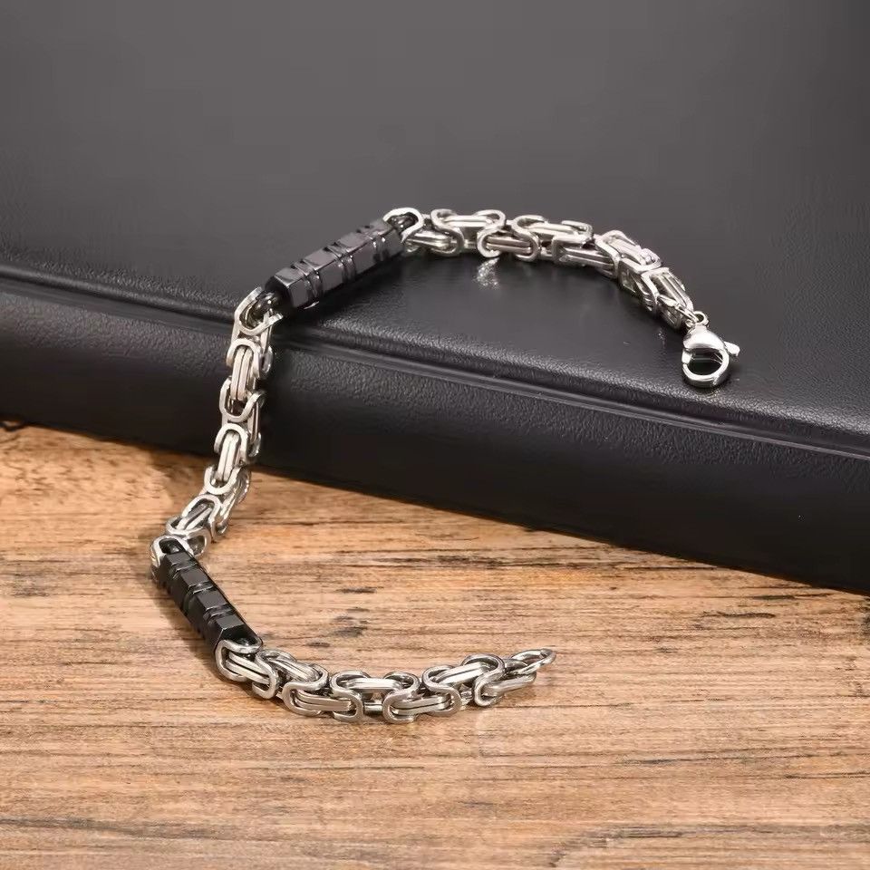 Jewelry × Vintage 6mm Punk Mens Byzantine Link Chain Bracelet Size ONE SIZE - 5 Thumbnail