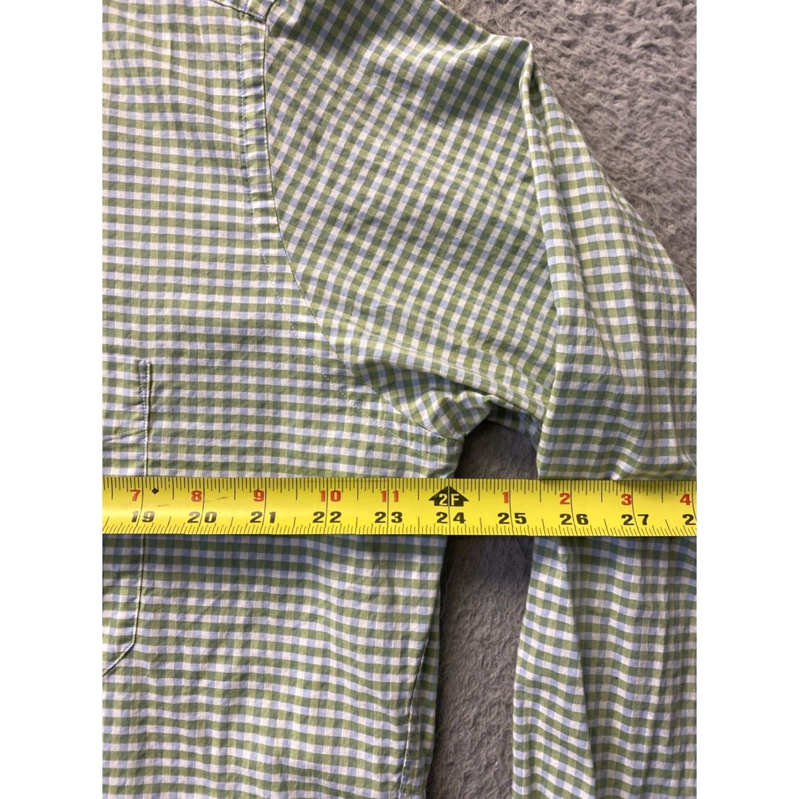 David Donahue David Donahue Dress Shirt Mens XL Green Micro Check Slim Long Sleeve Button Front 0330 Size 46R - 6 Thumbnail