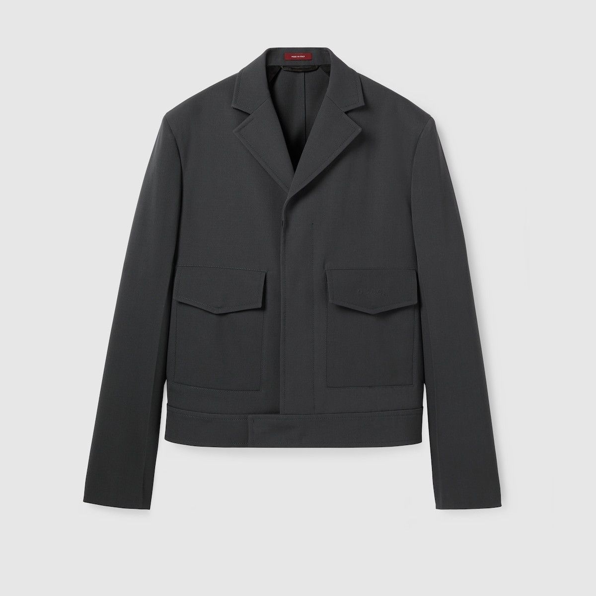 Gucci o1loc1c1125 809595 Embossed Wool Gabardine Jacket Dark Grey Size US M / EU 48-50 / 2 - 1 Thumbnail