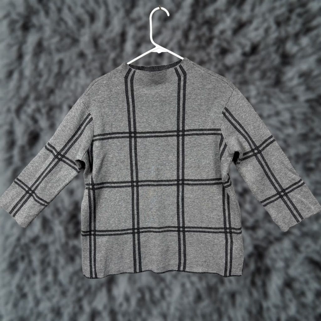 J. Jill J Jill Sweater S Plaid Quiet Luxury Old Money Preppy Lightweight Business Casual Knit Crew Neck 3/4 Sleeve Women Size S / US 4 / IT 40 - 1 Thumbnail
