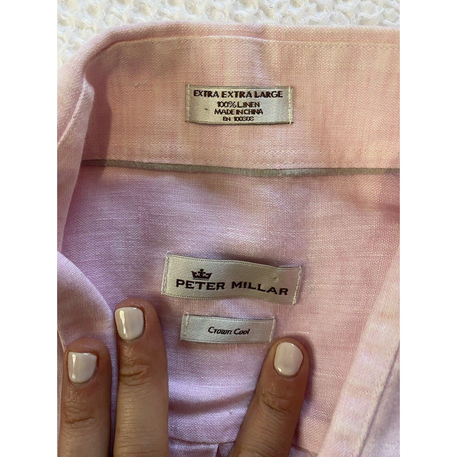 Peter Millar Peter Millar Shirt Mens Pink Linen Button Up Long Sleeve XXL Size US XXL / EU 58 / 5 - 4 Thumbnail