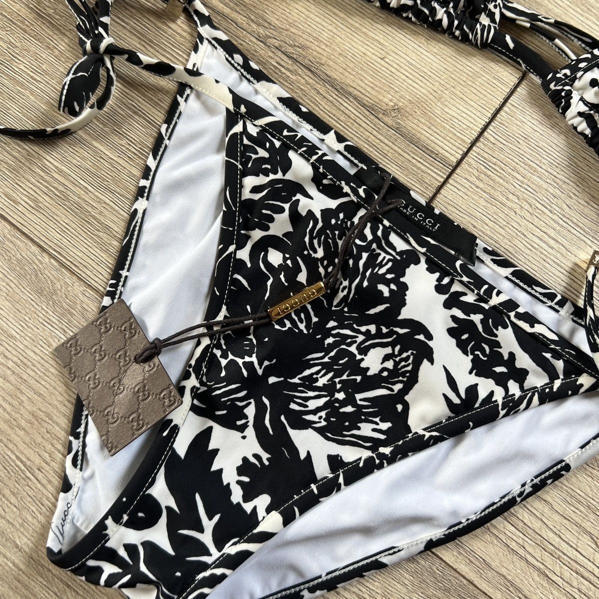 Gucci Gucci Two-pieces swimsuit Bikini Black White Abstract Size S / US 4 / IT 40 - 4 Thumbnail