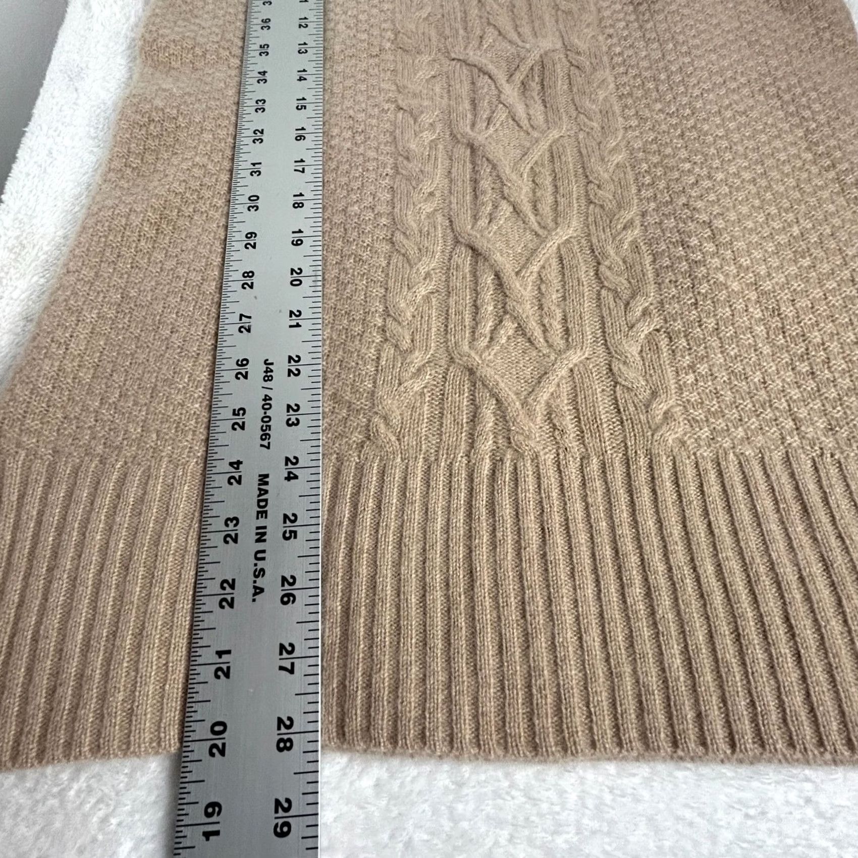 Cynthia Rowley Cynthia Rowley Womens Beige Cashmere Cable Knit Sweater Large Crew Neck Pullover Knit Size L / US 10 / IT 46 - 7 Thumbnail