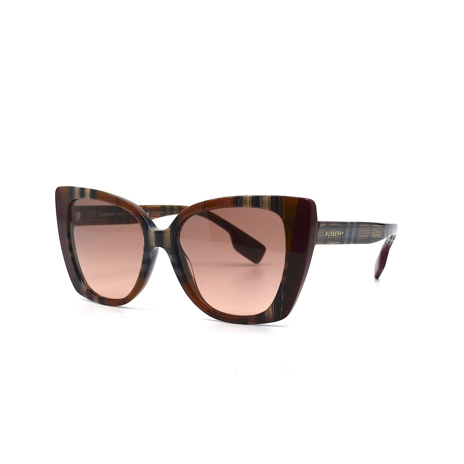 Burberry NEW BURBERRY MERYL BE4393 CHECK BROWN/BORDEAUX SUNGLASSES Size ONE SIZE - 3 Thumbnail