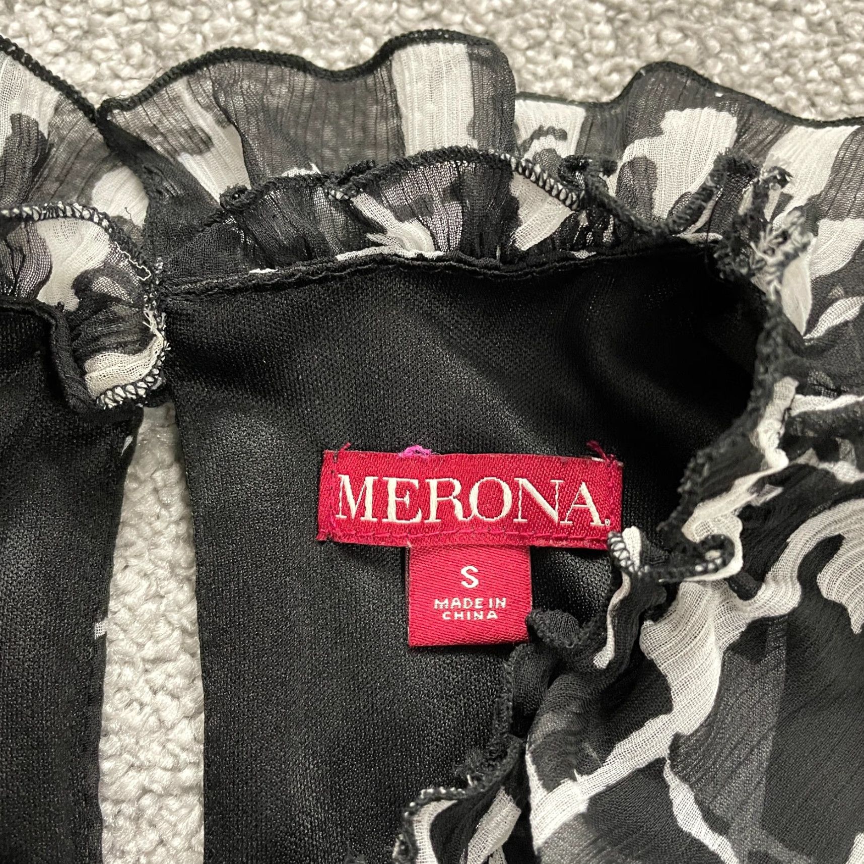 Merona Merona Dress Womens Small Black White Geometric Chiffon Halter Midi Sleeveless Ruffle Button Shirt? Size S / US 4 / IT 40 - 7 Thumbnail