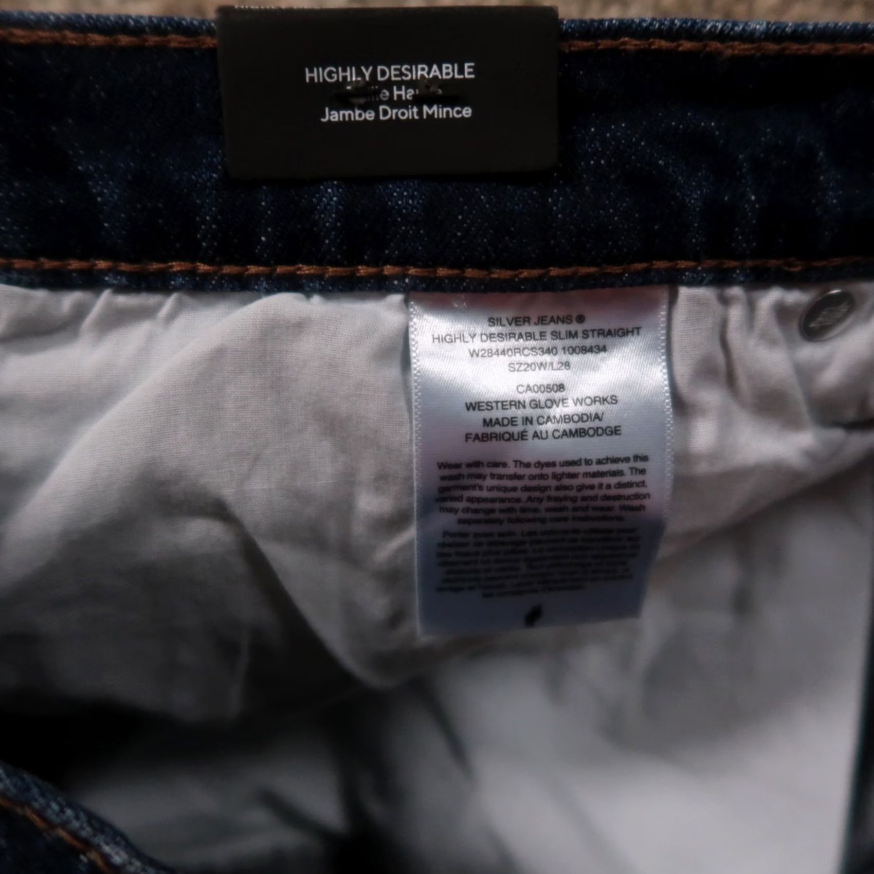Silver Jeans Co. VINTAGE Silver Jeans Womens 20W x 28S High Rise Slim Straight Jeans Blue Denim pants Stretch 5-Pocket Womens Size 42" / US 20 - 4 Thumbnail