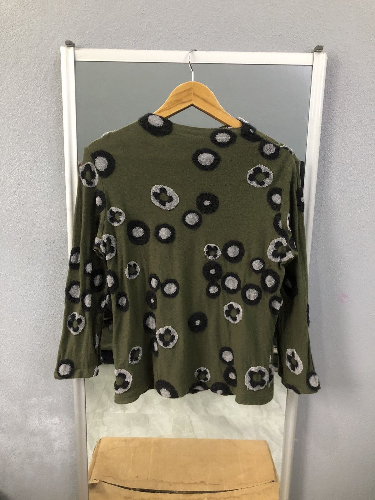 Japanese Brand En Cloche Olive Circle Pattern Long Sleeve Top Size S / US 4 / IT 40 - 9 Thumbnail