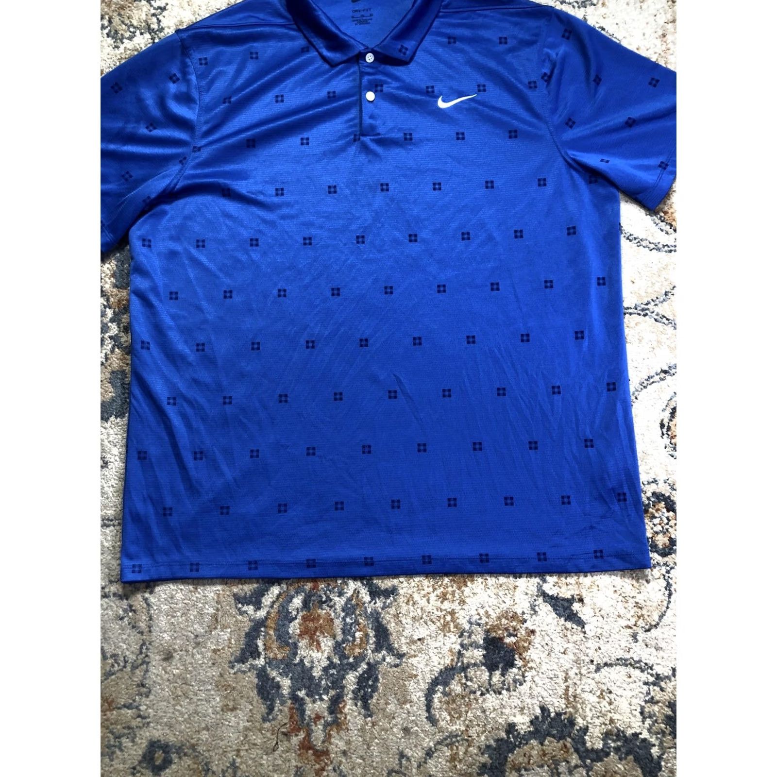 Nike Nike Dri-FIT Polo Shirt Mens XL Blue Geometric Golf Short Sleeve Performance Size US XL / EU 56 / 4 - 5 Thumbnail