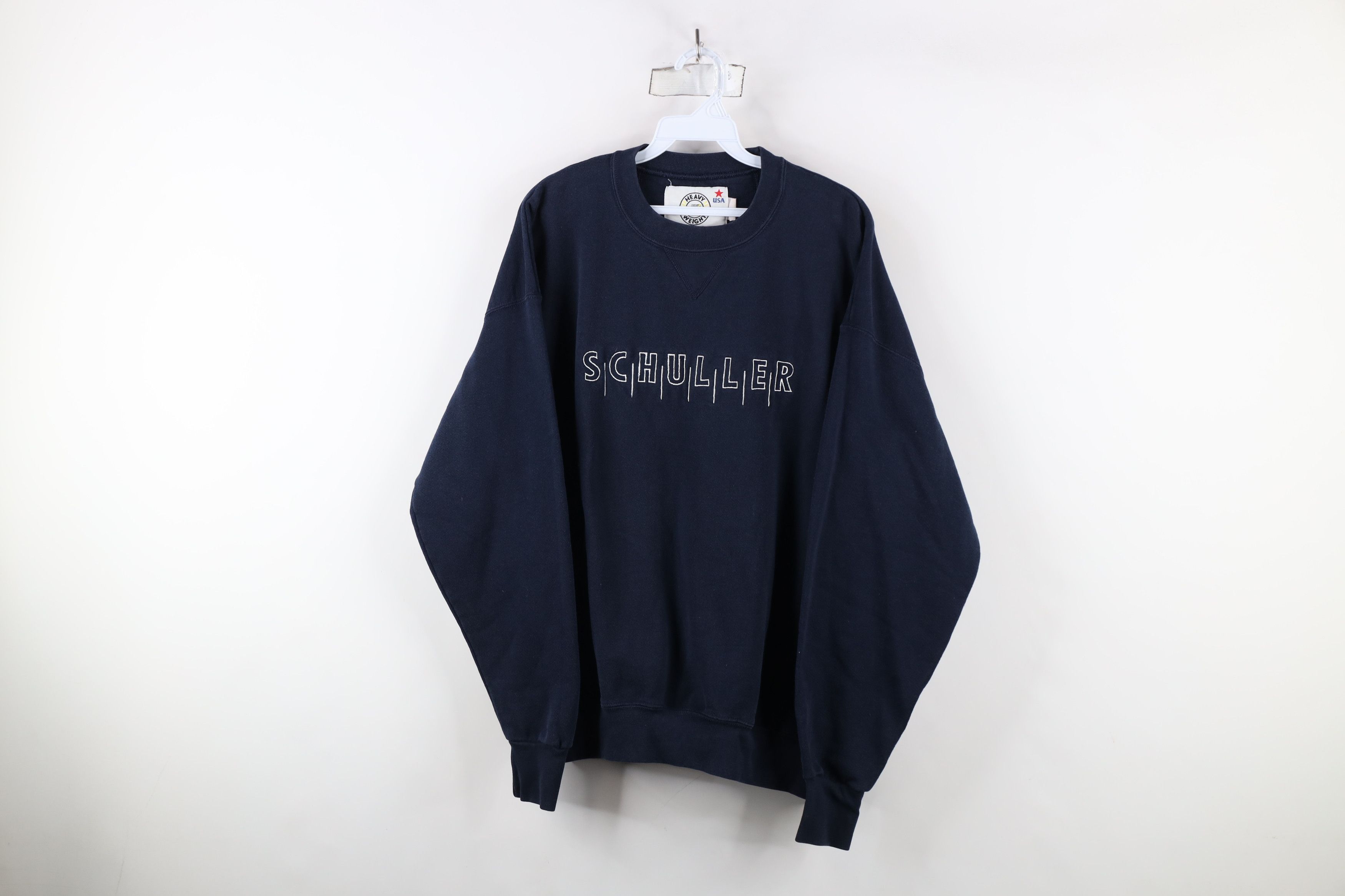 Vintage Vintage 90s Spell Schuller Crewneck Sweatshirt Navy Blue USA Size US XL / EU 56 / 4 - 1 Thumbnail