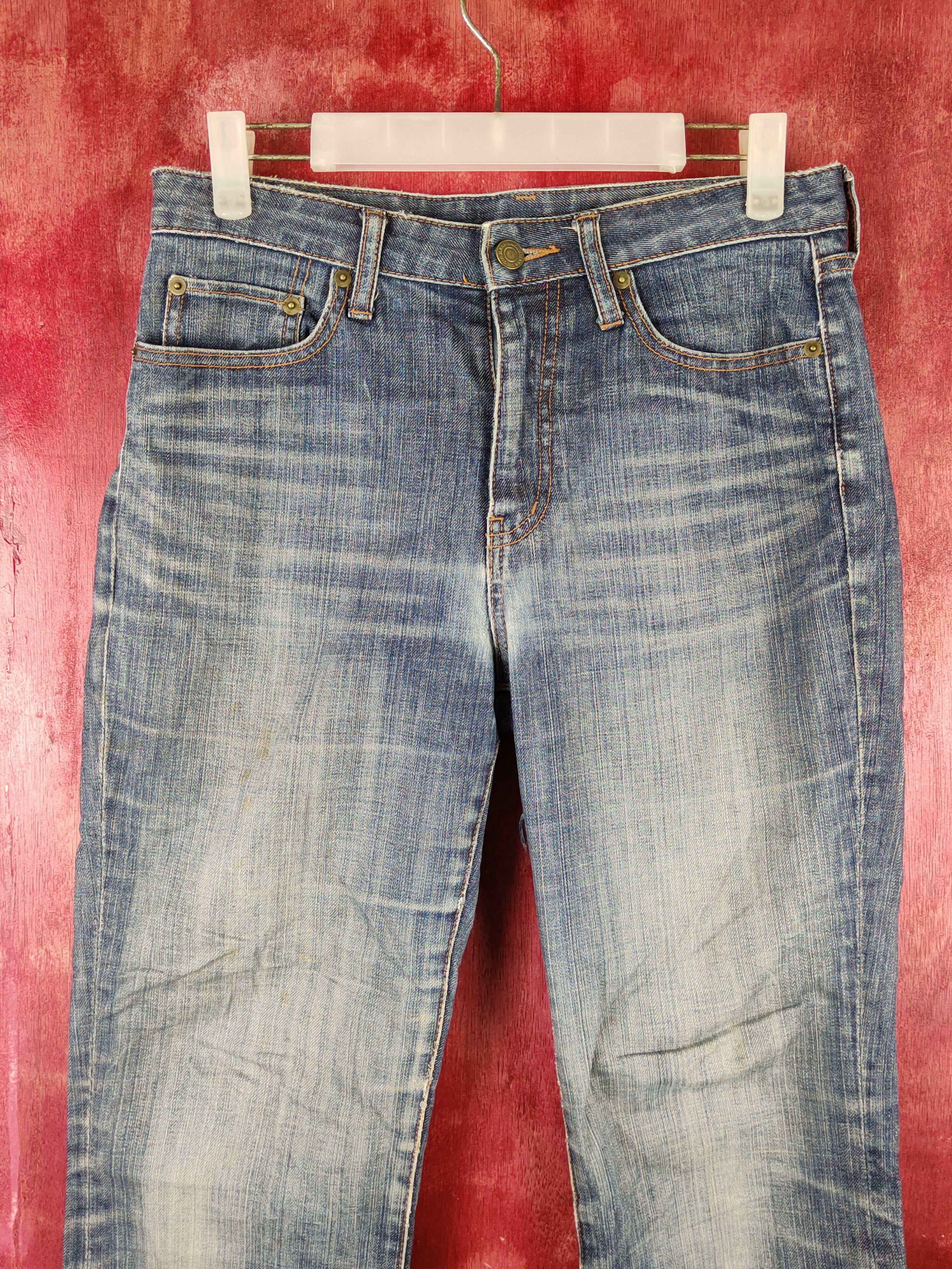Japanese Brand Uniqlo Blue Faded Distressed Ripped Jeans #S2221 Size 28" / US 6 / IT 42 - 2 Thumbnail