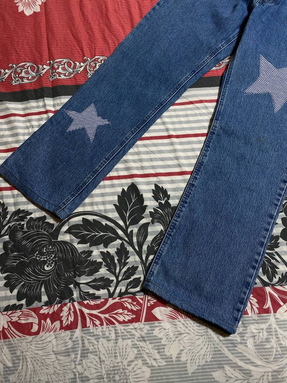 Japanese Brand Distressed Dirty Patchwork Flared Denim Jeans Crush Faded Size US 32 / EU 48 - 23 Thumbnail