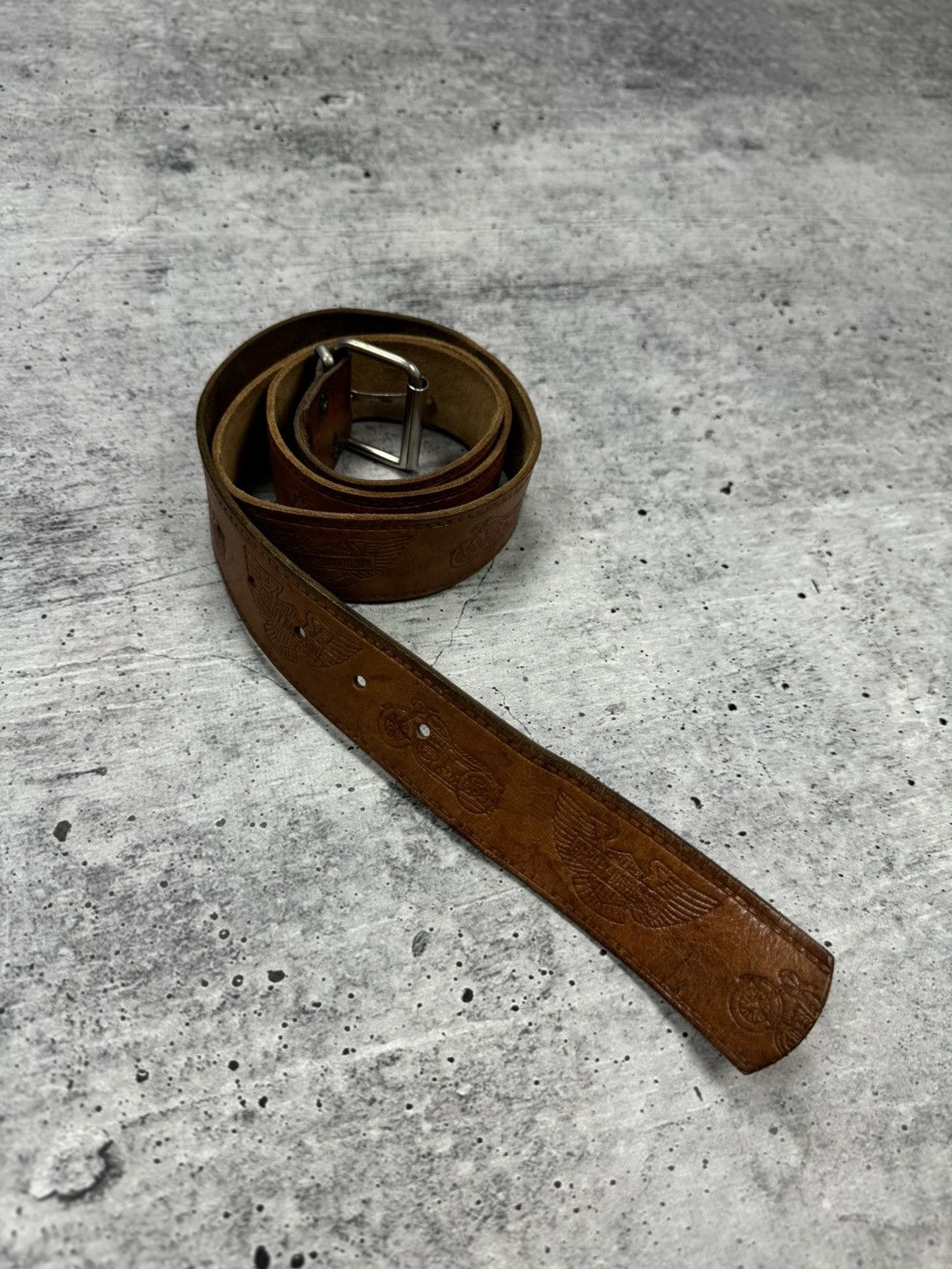 Vintage Harley Davidson 90’s Y2K Monogram Logo Leather Belt