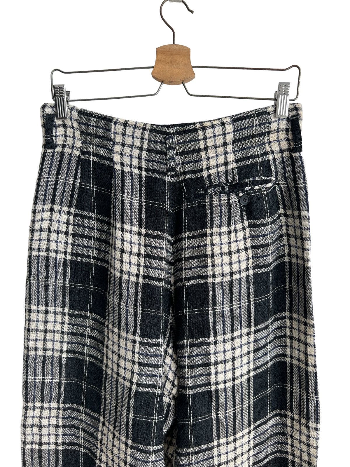 Yohji Yamamoto 1980s Yohji Yamamoto Runway Shadow Plaid Rayon Trouser Pants Size US 30 / EU 46 - 7 Thumbnail