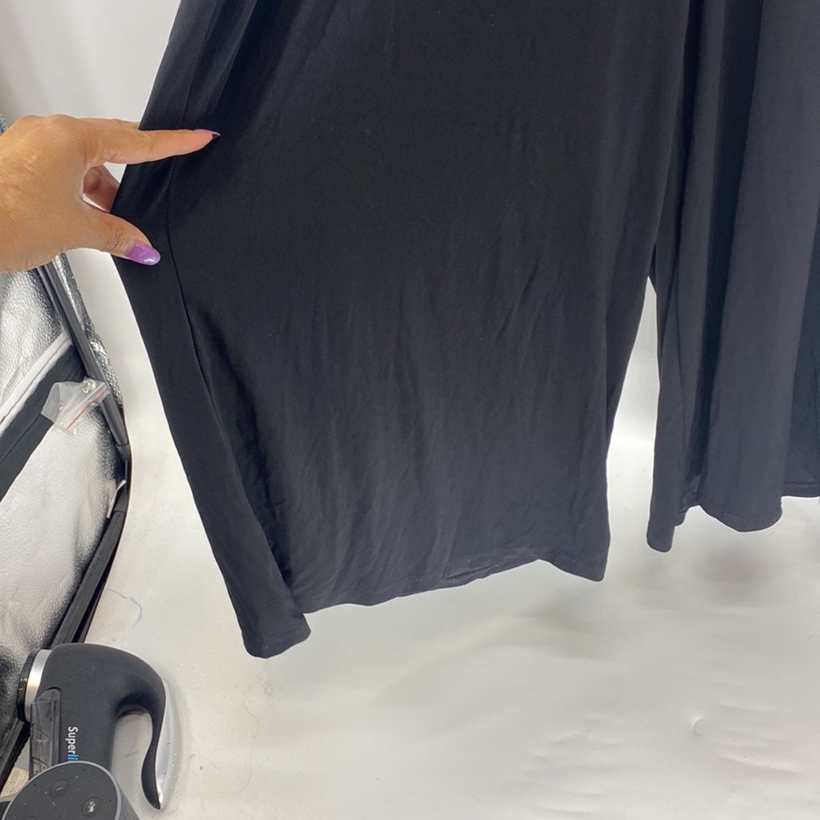Other Sandra Darren black jumpsuit faux wrap top cropped wide leg Size 27" / US 4 / IT 40 - 8 Thumbnail