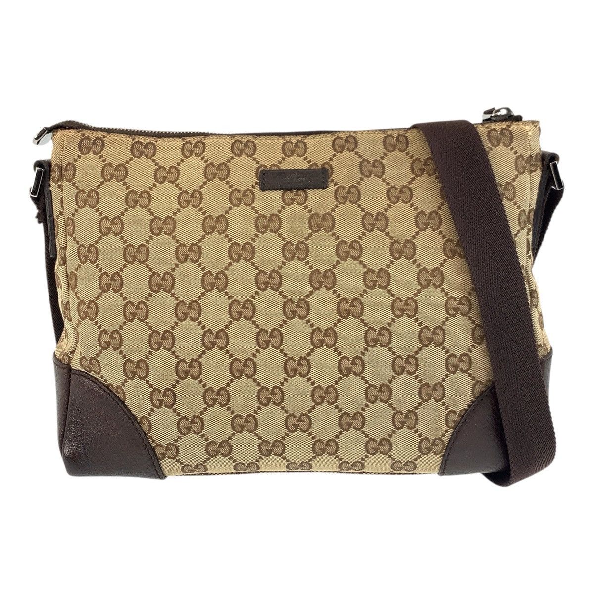 Gucci Gucci GG Canvas Leather Shoulder Bag Canvas Shoulder Bag 114273 in Beige, Women's