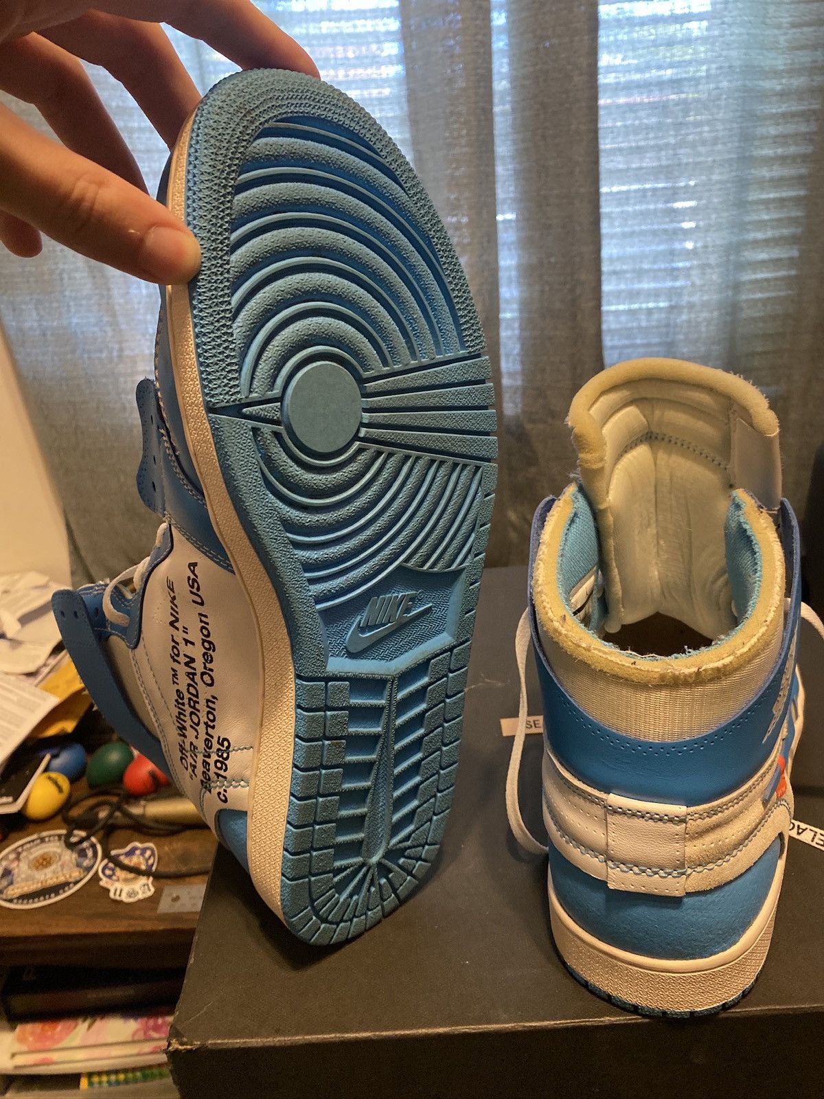 Off-White Off White Air Jordan Jordan 1 “UNC” Size US 14 / EU 47 - 5 Thumbnail