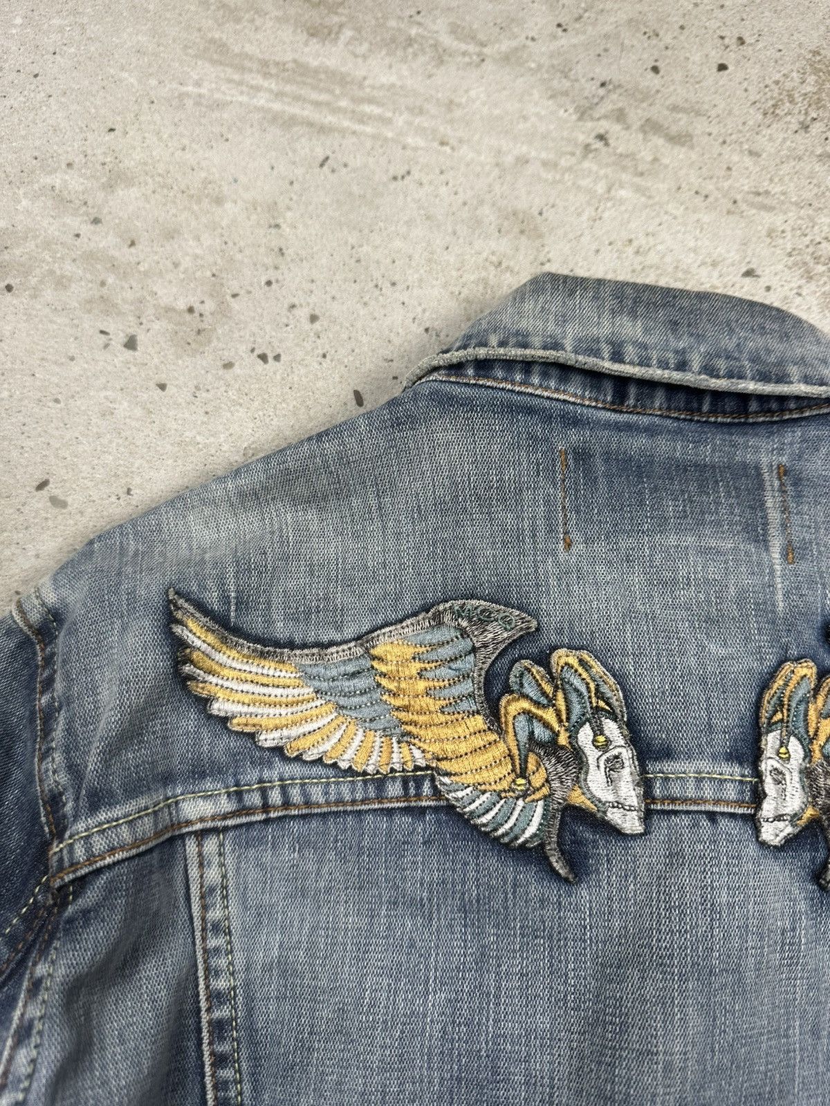 Alexander McQueen Alexander McQueen Blue Denim Skull Wings Jeans Stone Wash Size L / US 10 / IT 46 - 17 Thumbnail