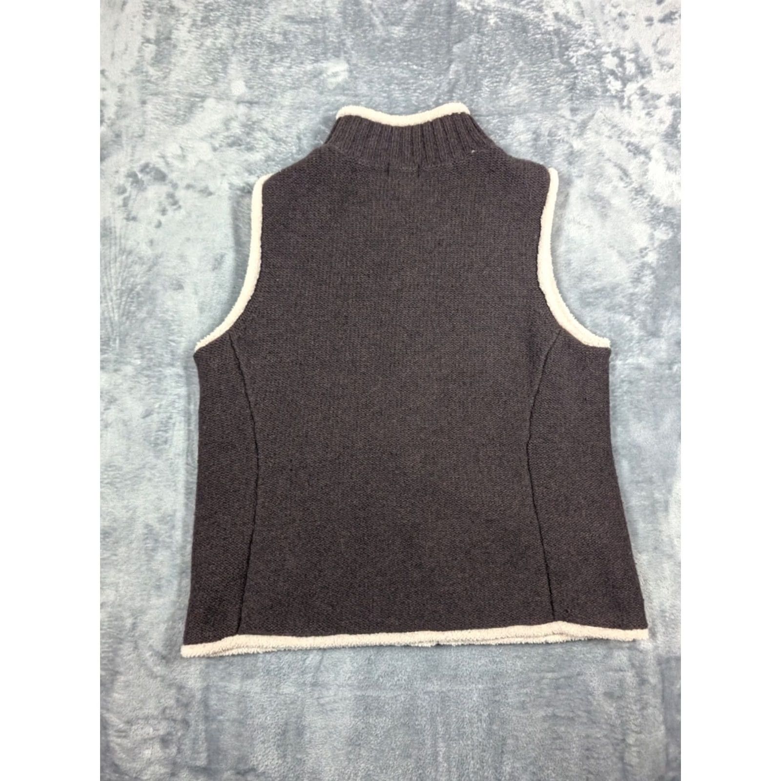 Vintage L.L. Bean Vest Womens Medium Brown Lambswool Sherpa Zip Pockets Outdoor Outdoor Hiking Casual Travel (Brown) Size M / US 6-8 / IT 42-44 - 5 Thumbnail
