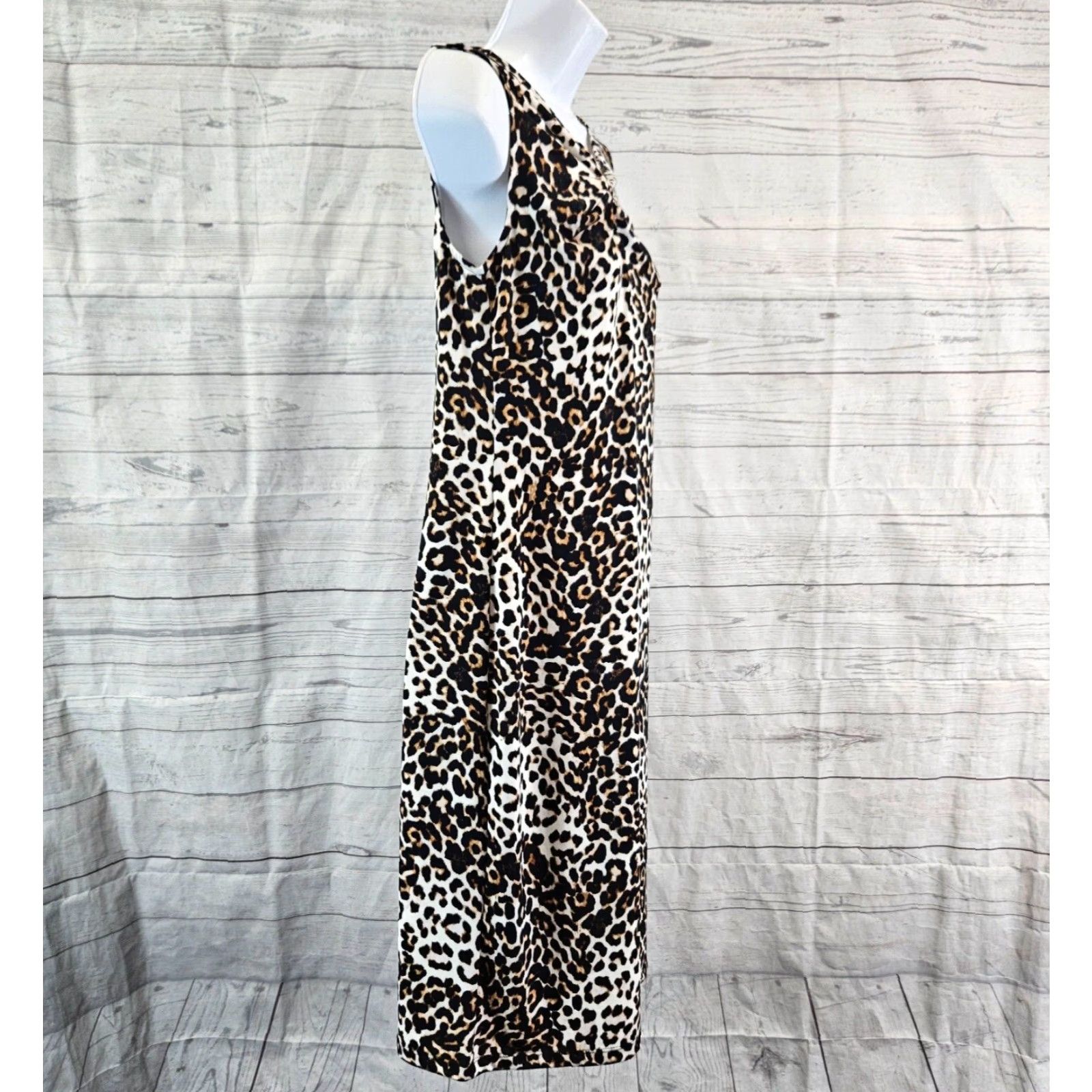 Vintage Chico's Womens Dress S Small Black Brown Animal Print Sleeveless Sheath Size S / US 4 / IT 40 - 3 Thumbnail