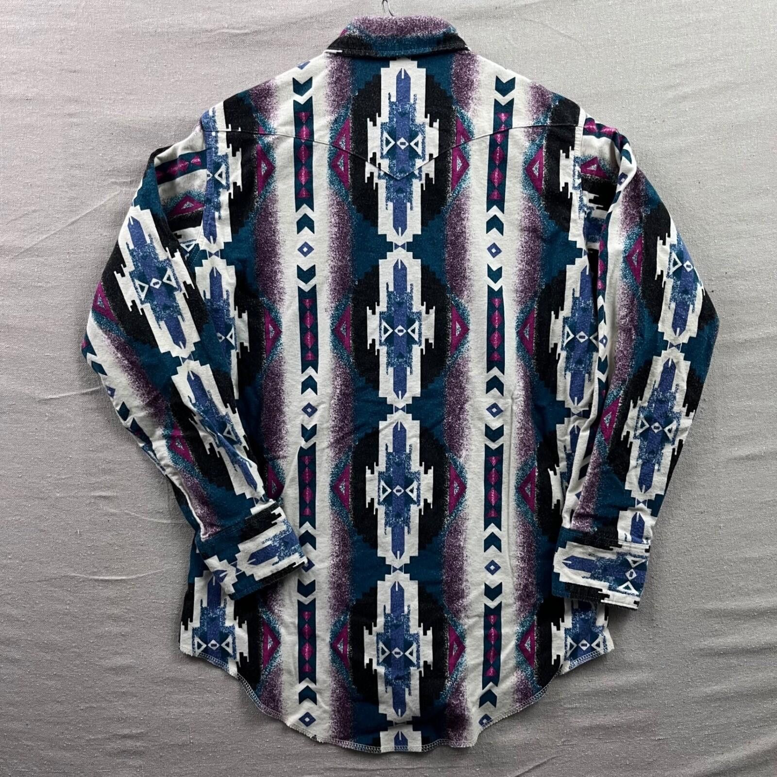 Other Wrangler Mens Vintage Southwestern Aztec Pearl Snap Flannel Size US M / EU 48-50 / 2 - 2 Thumbnail