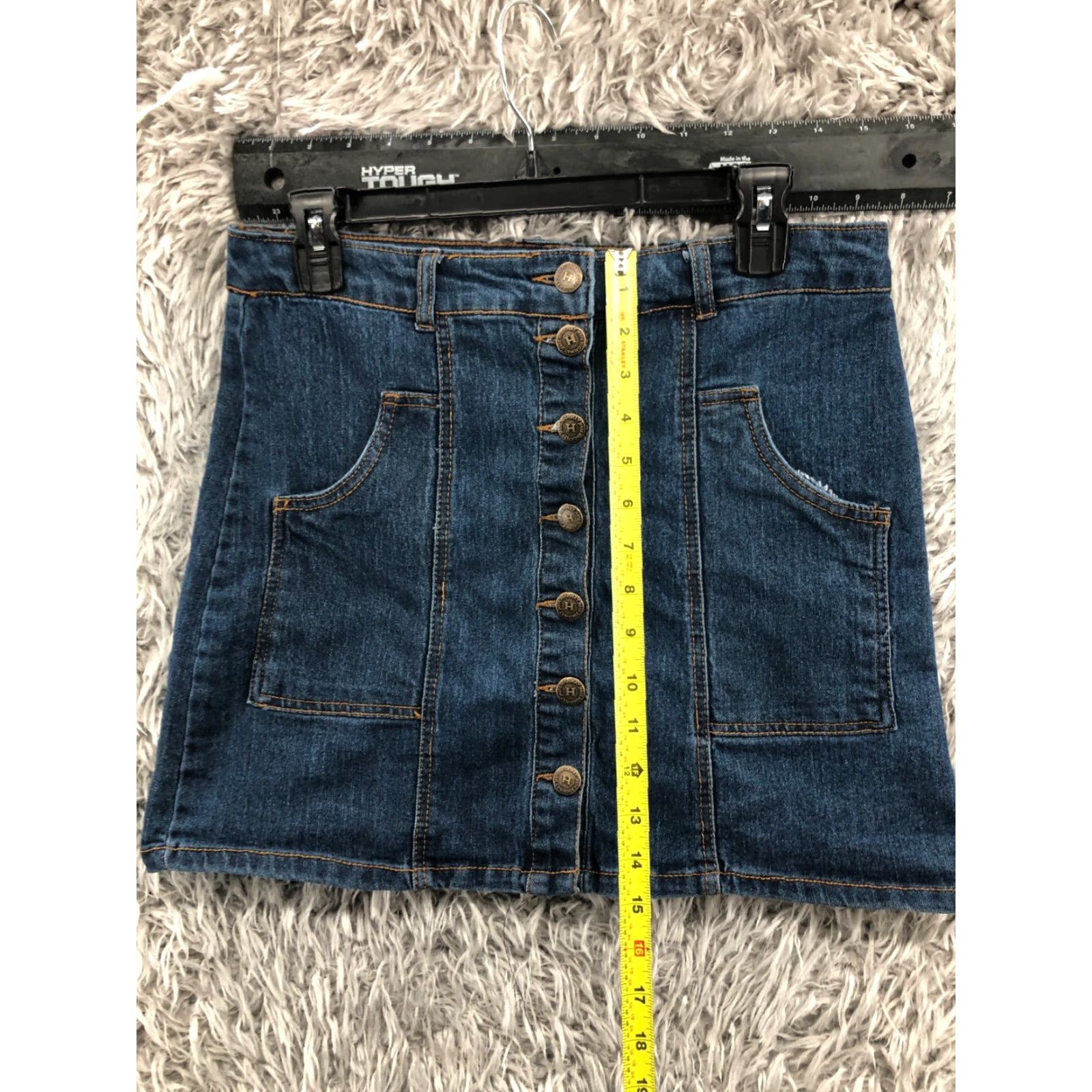 Vintage Highway Jeans Skirt A-Line Midi Womens L Blue Denim Slit Pockets Stretch Machine Washable Regular Size 36" / US 14 / IT 50 - 3 Thumbnail
