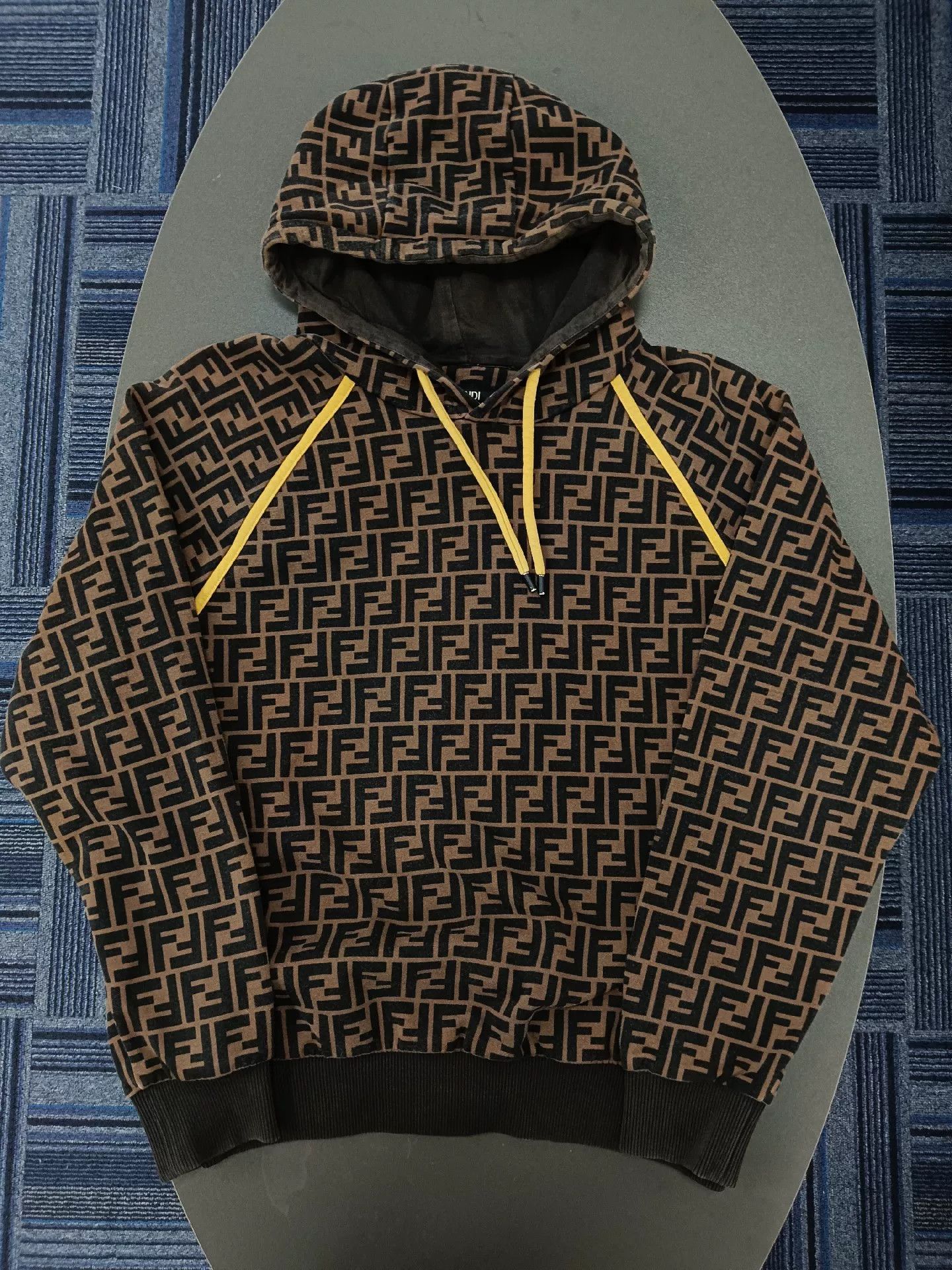 fendi logo hooded sweatshirt in brown