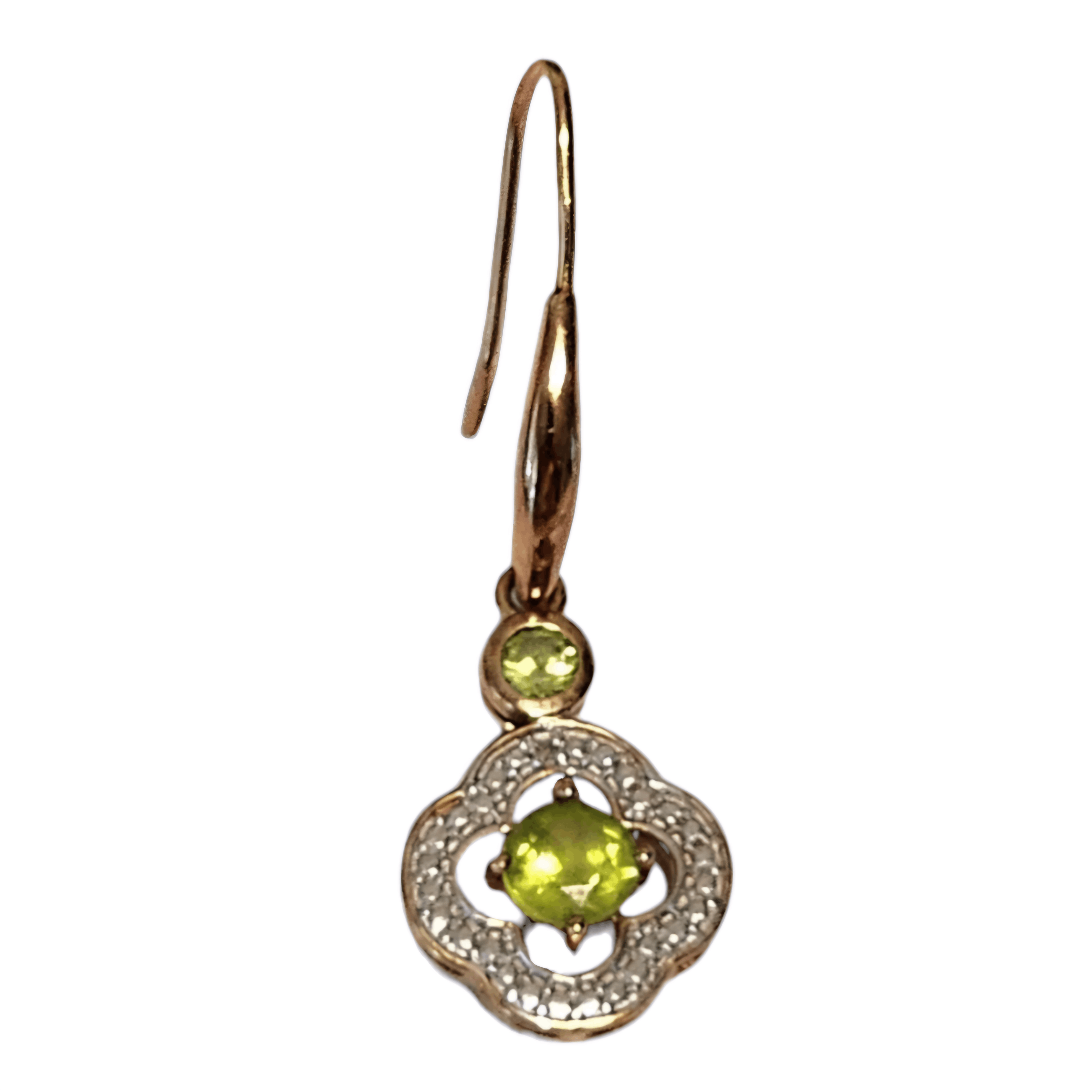 Other 925 Sterling Silver Peridot Gold Tone Earrings Dangle Drop Size ONE SIZE - 2 Thumbnail