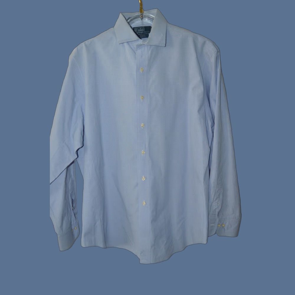 Polo Ralph Lauren VINTAGE Polo Ralph Lauren Men's Estate Classic Fit Button-Up Shirt Blue Check 17.5 34/35 Size US XXL / EU 58 / 5 - 1 Thumbnail