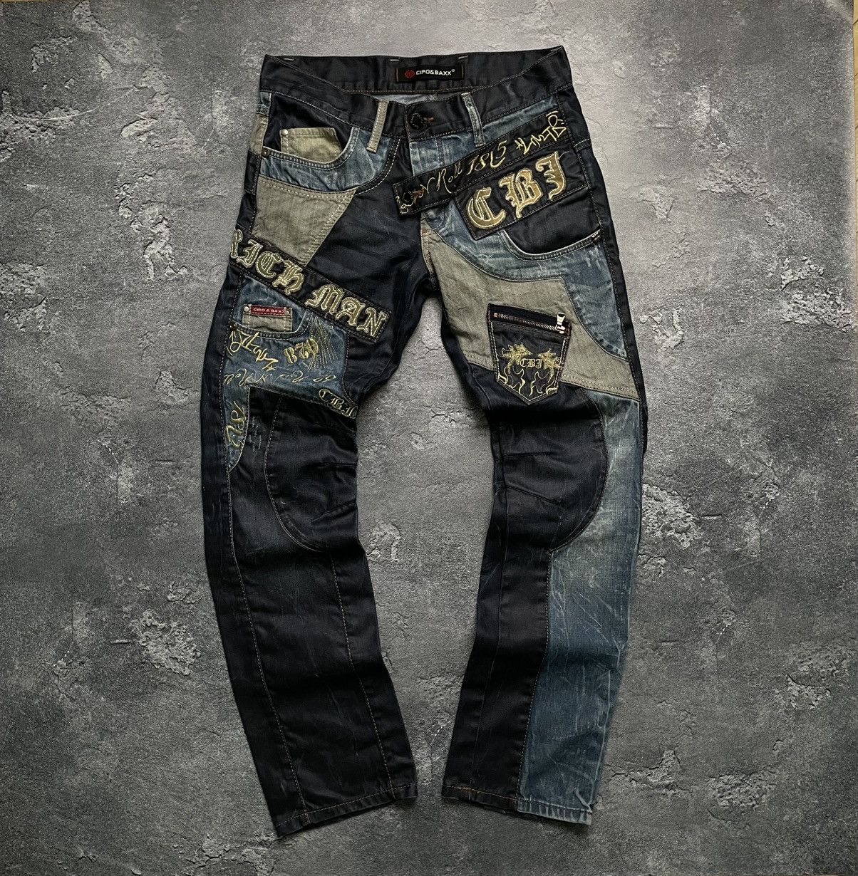 Japanese Brand Cipo & Baxx Vintage Archival Y2k Rap Big Logo Opium Jeans Size US 30 / EU 46 - 1 Thumbnail