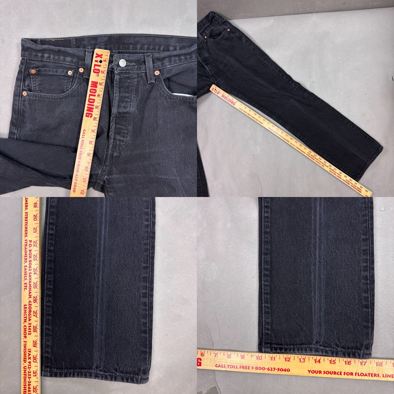 Levi's VINTAGE Levis 501 Jeans Mens Black Button Fly Denim Pant Repaired Distressed 33x32 Men's Jeans Leather? Size US 33 - 10 Thumbnail