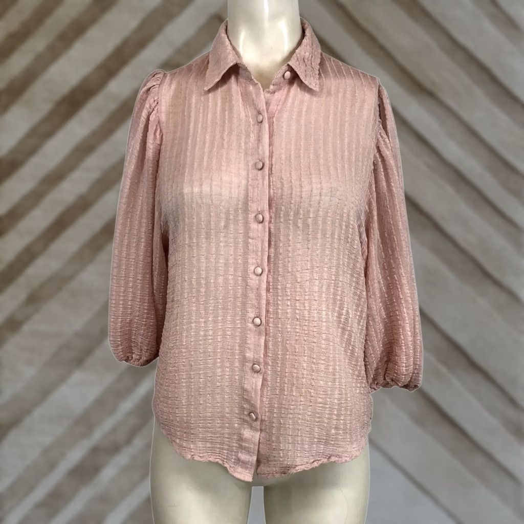 Pinko IDEM DITTO Pink Blouse Womens Medium 3/4 Sleeve Button Up Top Size M / US 6-8 / IT 42-44 - 1 Thumbnail