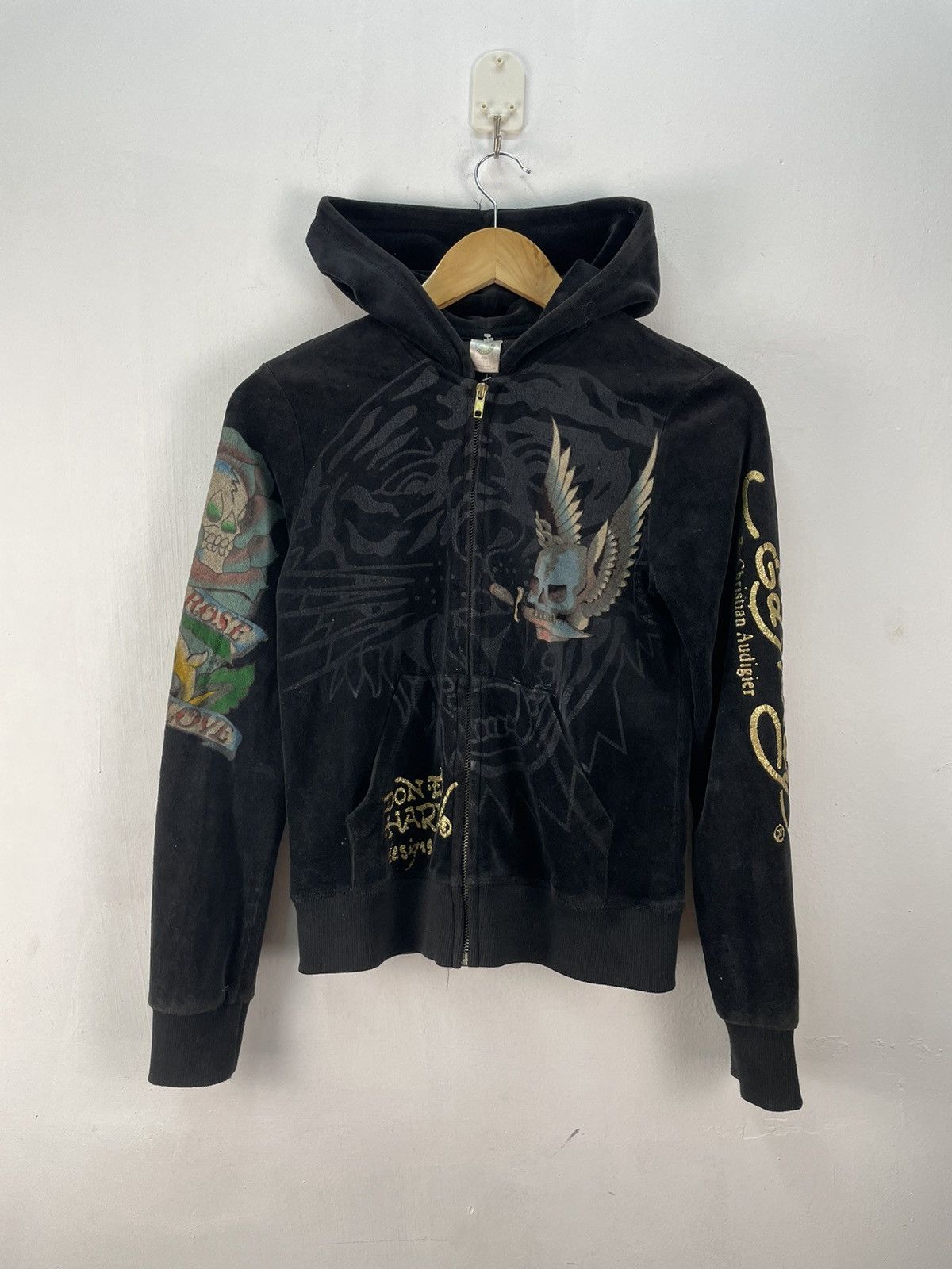 Christian Audigier Christian Audigier Ed Hardy Hoodie Zipper Velvet Size US S / EU 44-46 / 1 - 2 Thumbnail